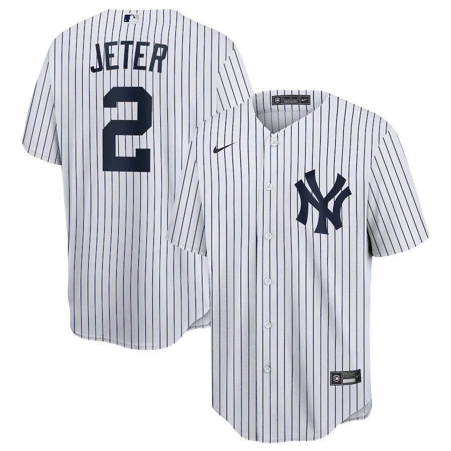 Derek Jeter 2 New York Yankees Home Men Jersey - White 