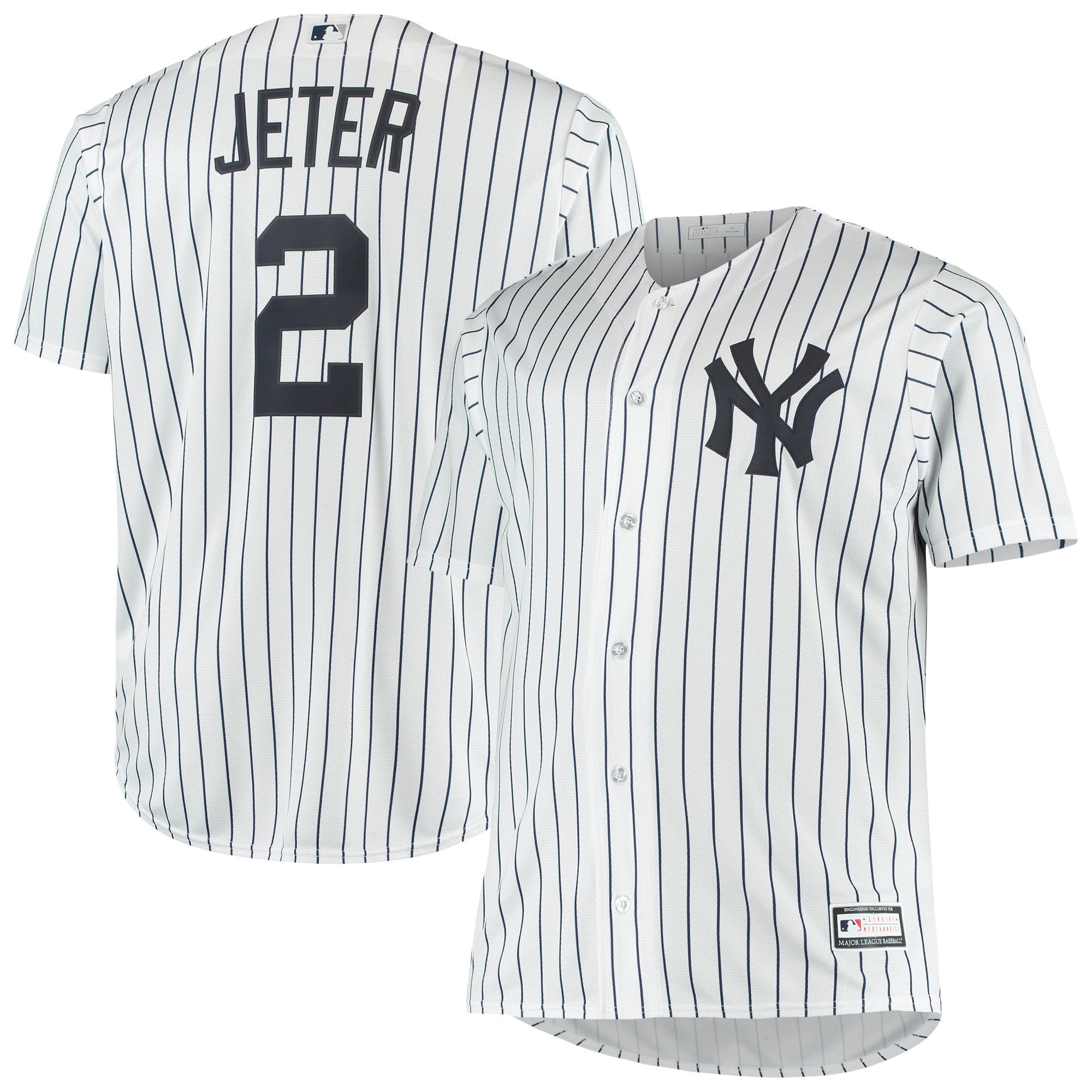 Derek Jeter New York Yankees Big & Tall Replica Player Jersey – White