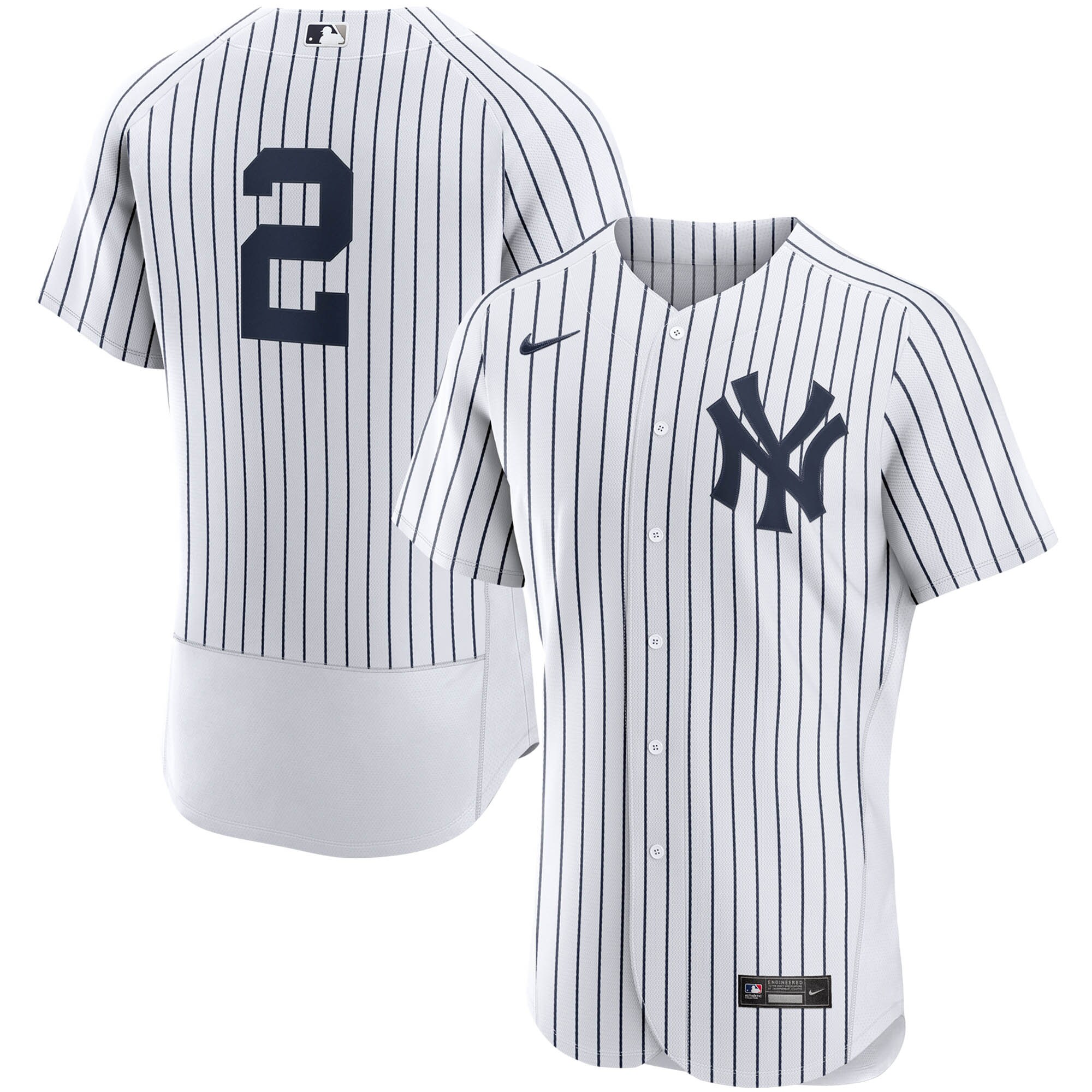 Alternative view of Derek Jeter New York Yankees Home Authentic Player Jersey - White/navy