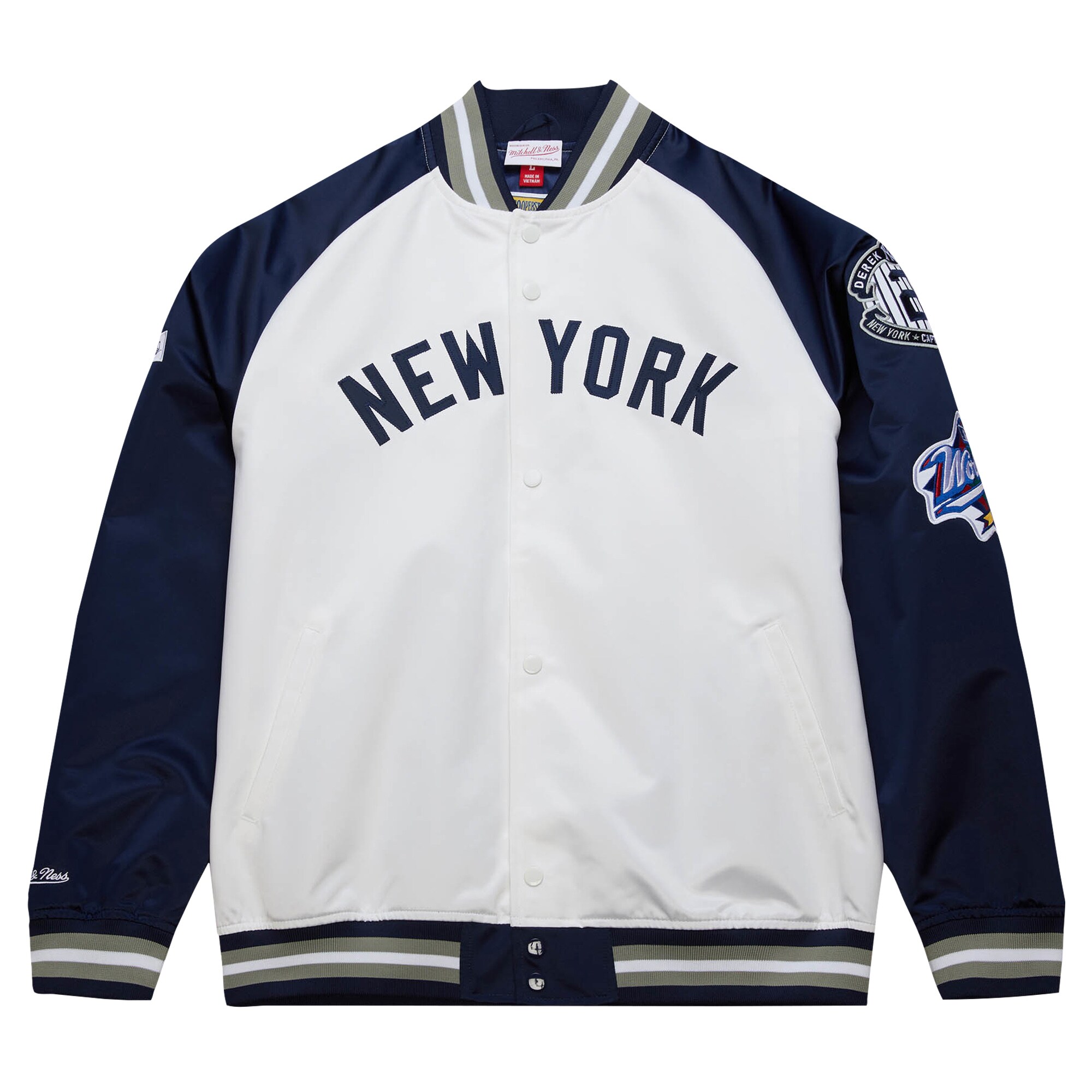 Alternative view of Derek Jeter New York Yankees Mitchell & Ness Cooperstown Collection Legends Lightweight Satin Raglan Full-snap Jacket - White/navy