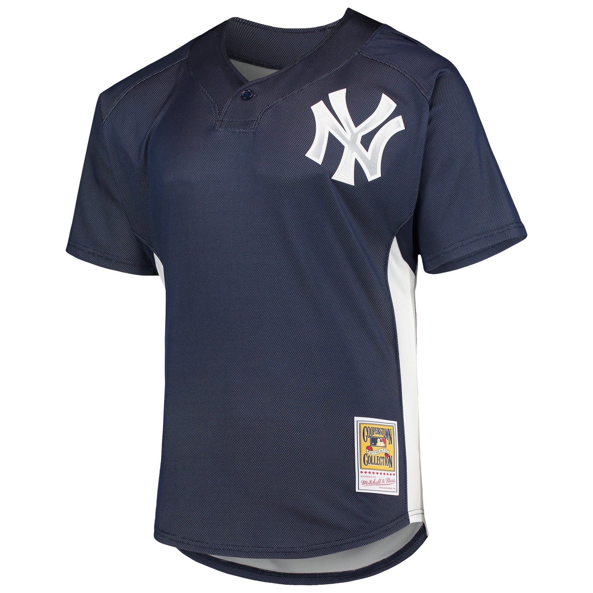 Alternative view of Derek Jeter New York Yankees Mitchell & Ness Cooperstown Collection Mesh Batting Practice Button-up Jersey - Navy