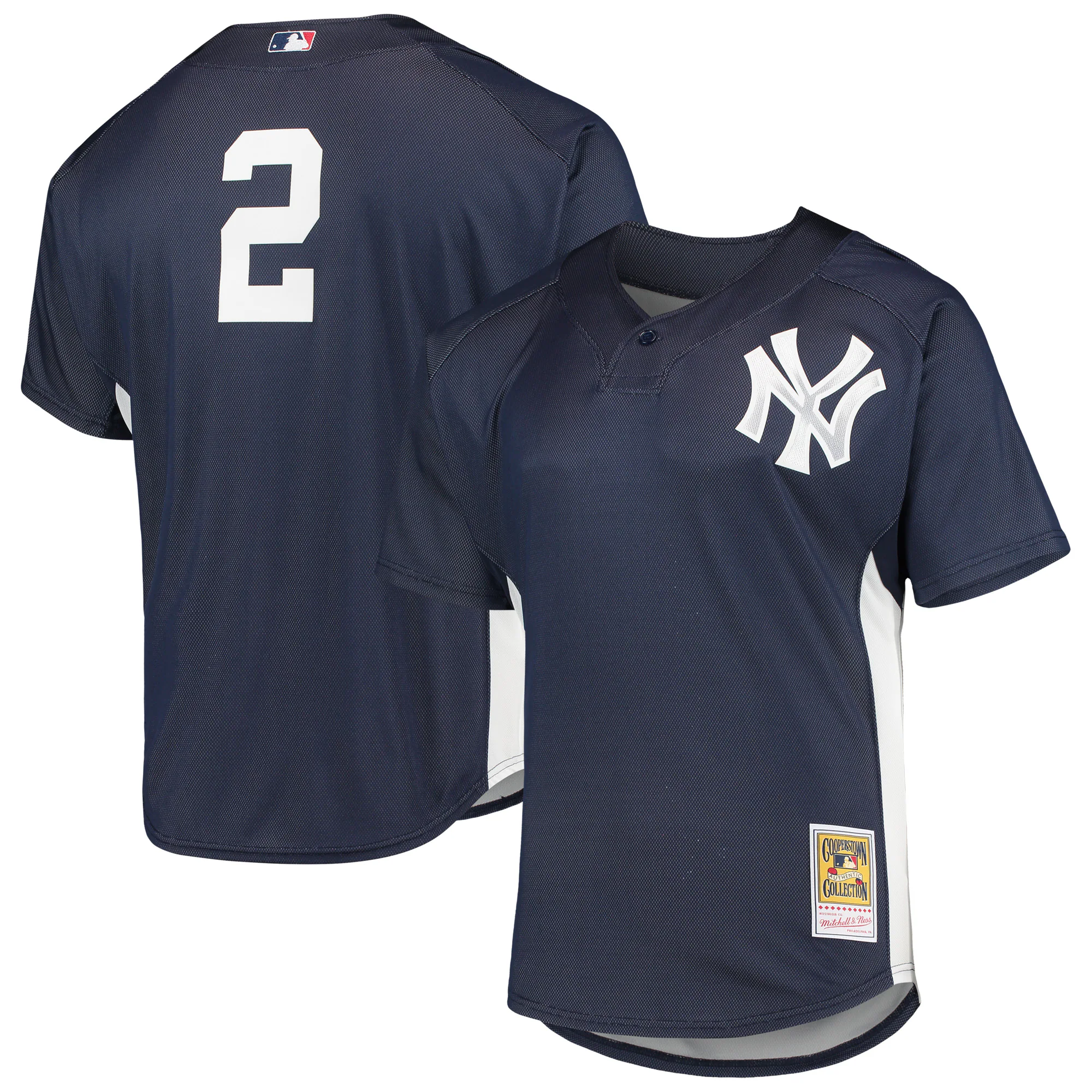 Alternative view of Derek Jeter New York Yankees Mitchell & Ness Cooperstown Collection Mesh Batting Practice Jersey – Navy