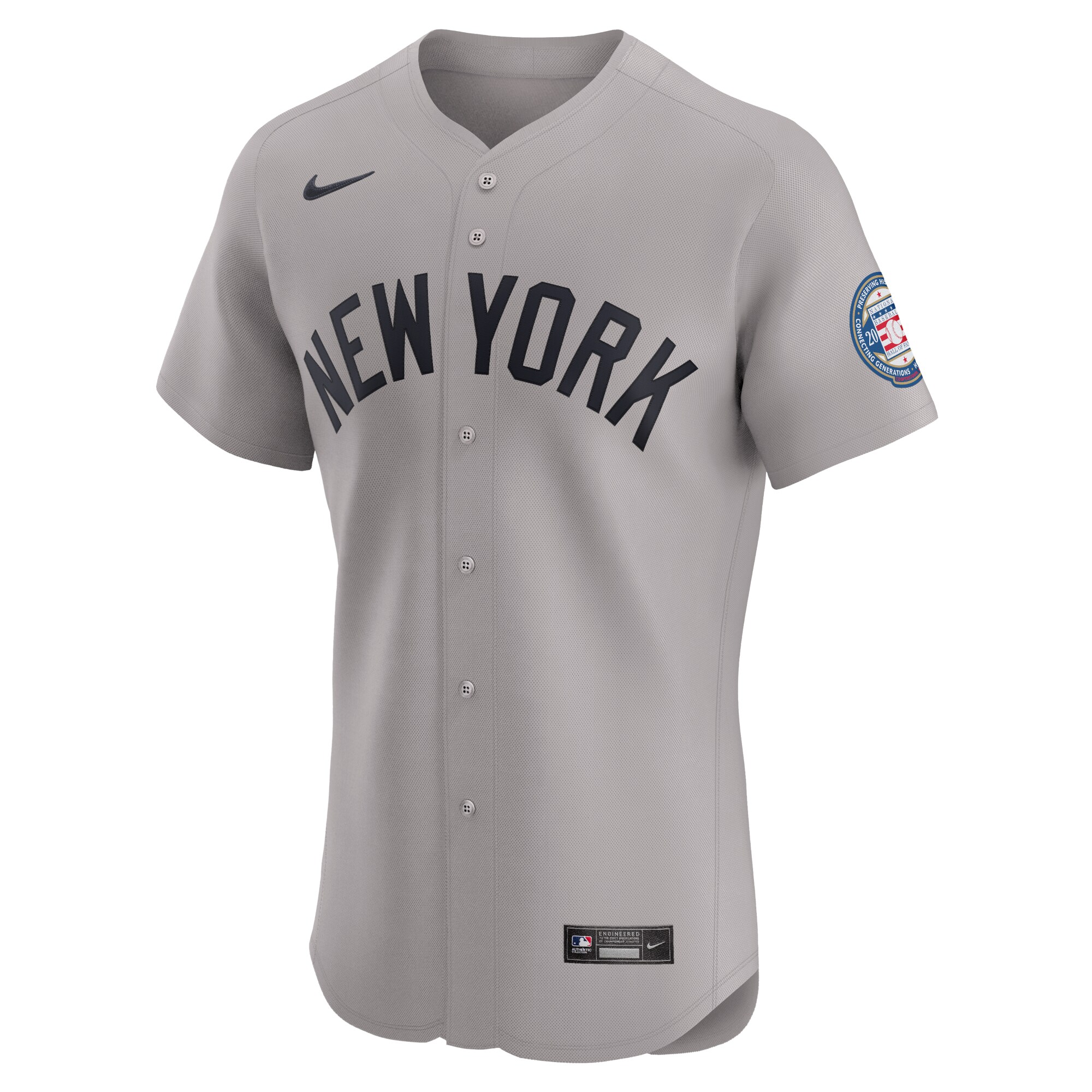 Alternative view of Derek Jeter New York Yankees Road 2020 Hall Of Fame Induction Patch Elite Player Jersey - Gray