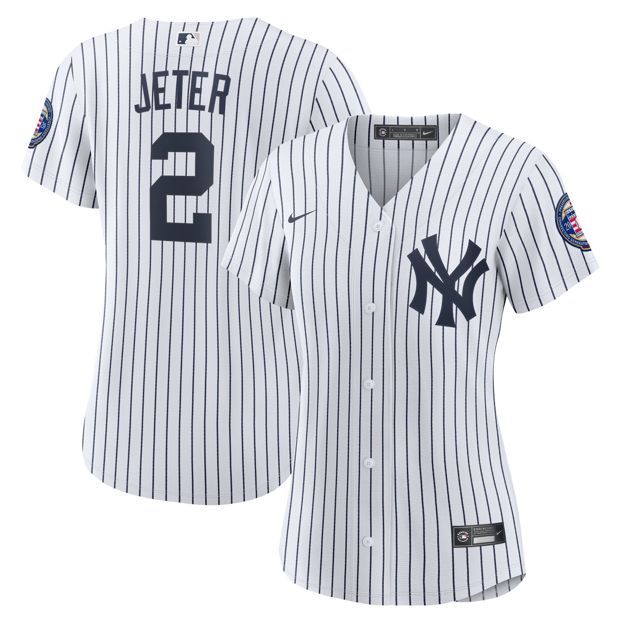 Derek Jeter New York Yankees Women’s 2020 Hall Of Fame Induction Home Replica Player Name Jersey – White/navy