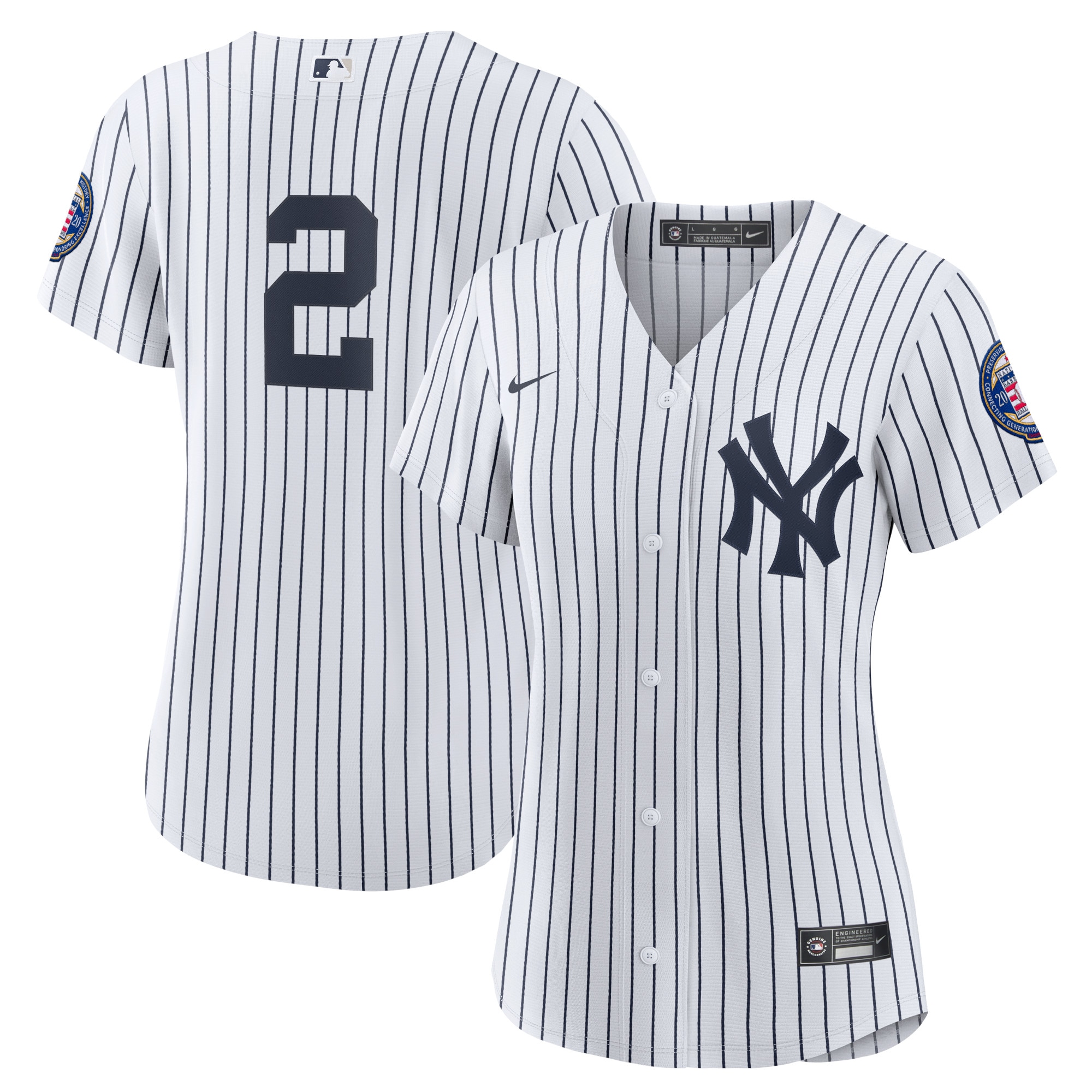 Alternative view of Derek Jeter New York Yankees Women’s 2020 Hall Of Fame Induction Replica Jersey – White/navy