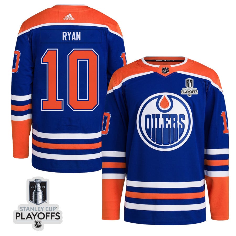 Derek Ryan 10 Edmonton Oilers 2024 NHL Playoffs Patch Home Jersey - Men - JS708 
