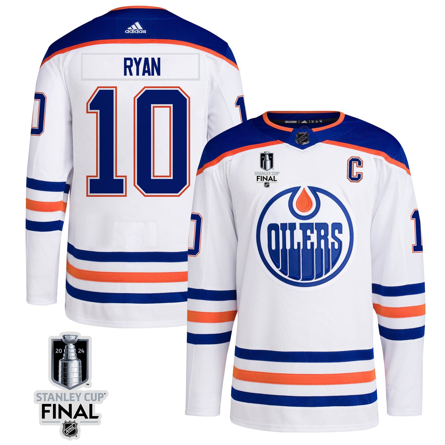Derek Ryan 10 Edmonton Oilers 2024 STANLEY CUP Final Away Jersey - Men, White - JS607 