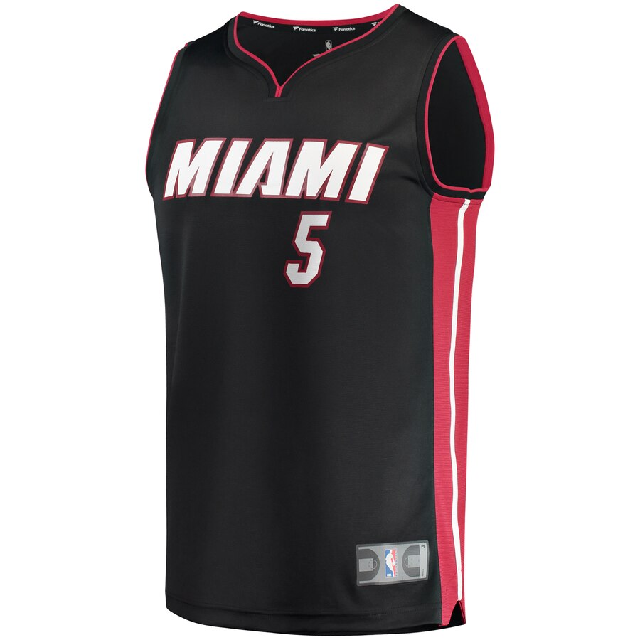 Alternative view of Derrick Jones Jr. Miami Heat Fanatics Branded Fast Break Replica Jersey Black - Icon Edition