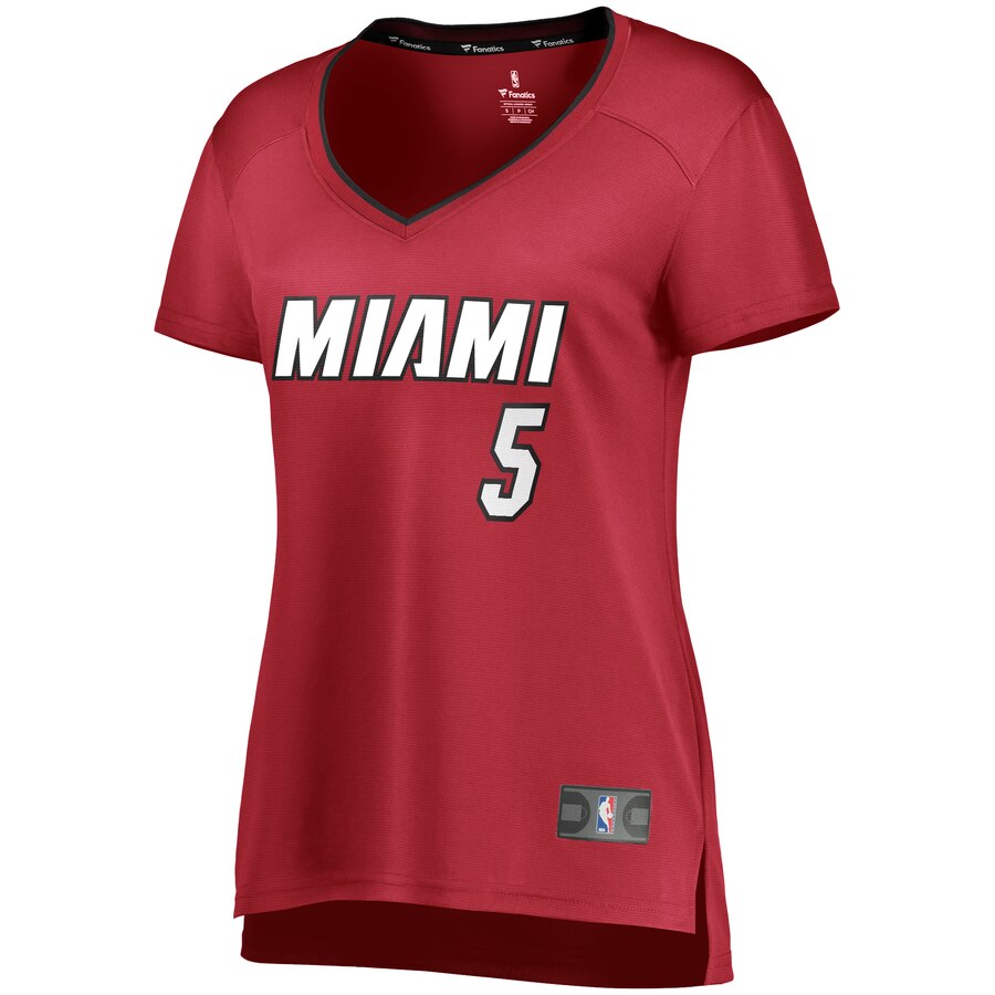Alternative view of Derrick Jones Jr. Miami Heat Fanatics Branded Women's Fast Break Replica Jersey Red - Statement Edition