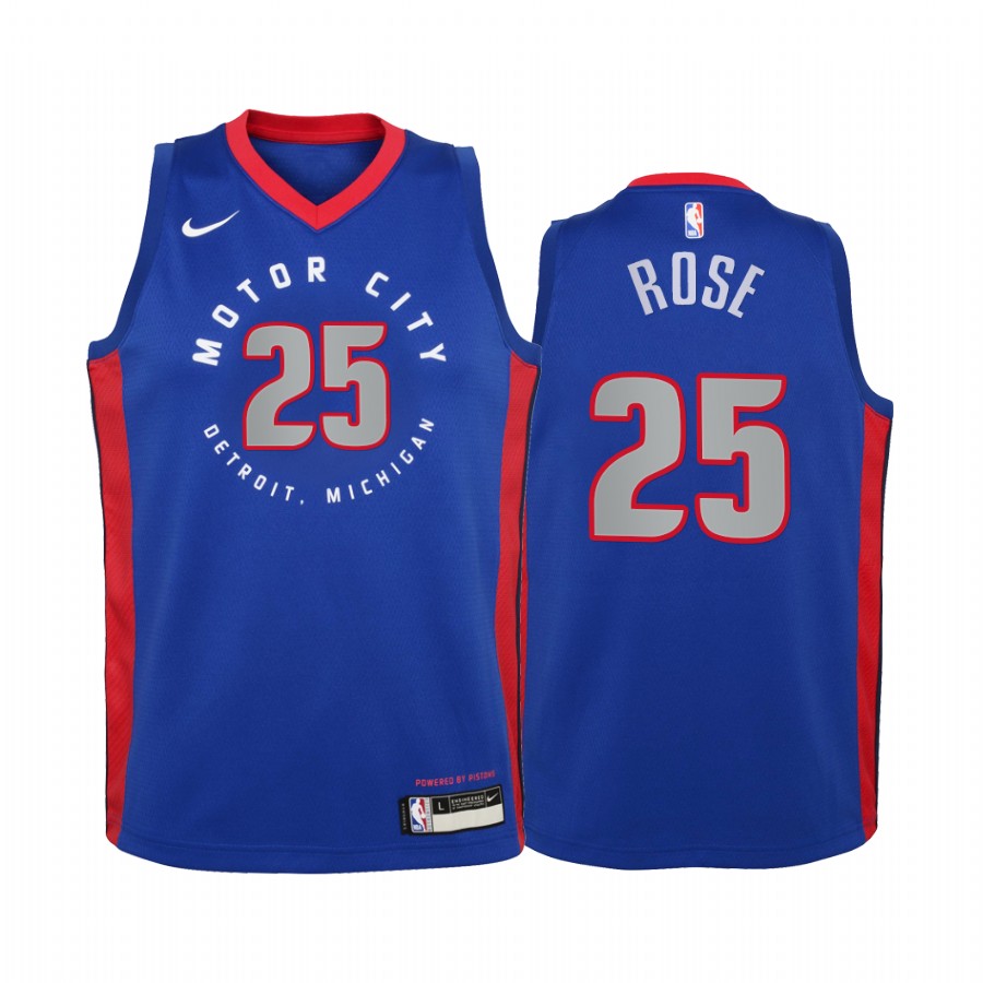 Derrick Rose Detroit Pistons 2020-21 City Blue Youth Jersey - New Uniform
