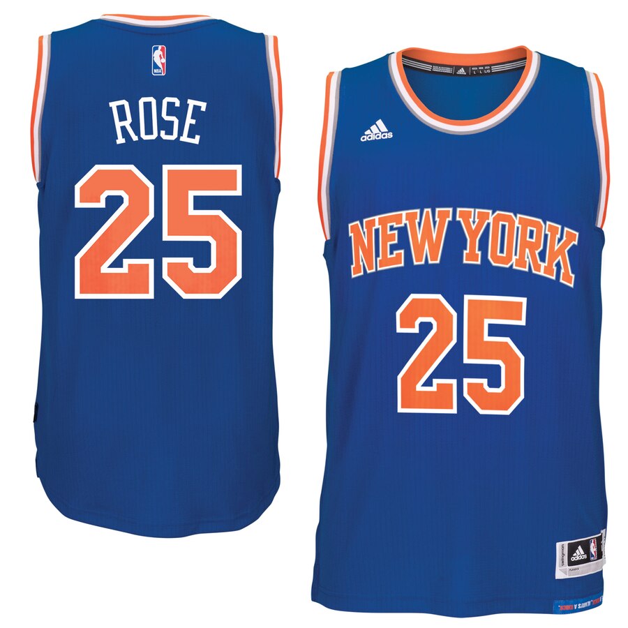 Derrick Rose New York Knicks Adidas Climacool Road Swingman Jersey - Royal