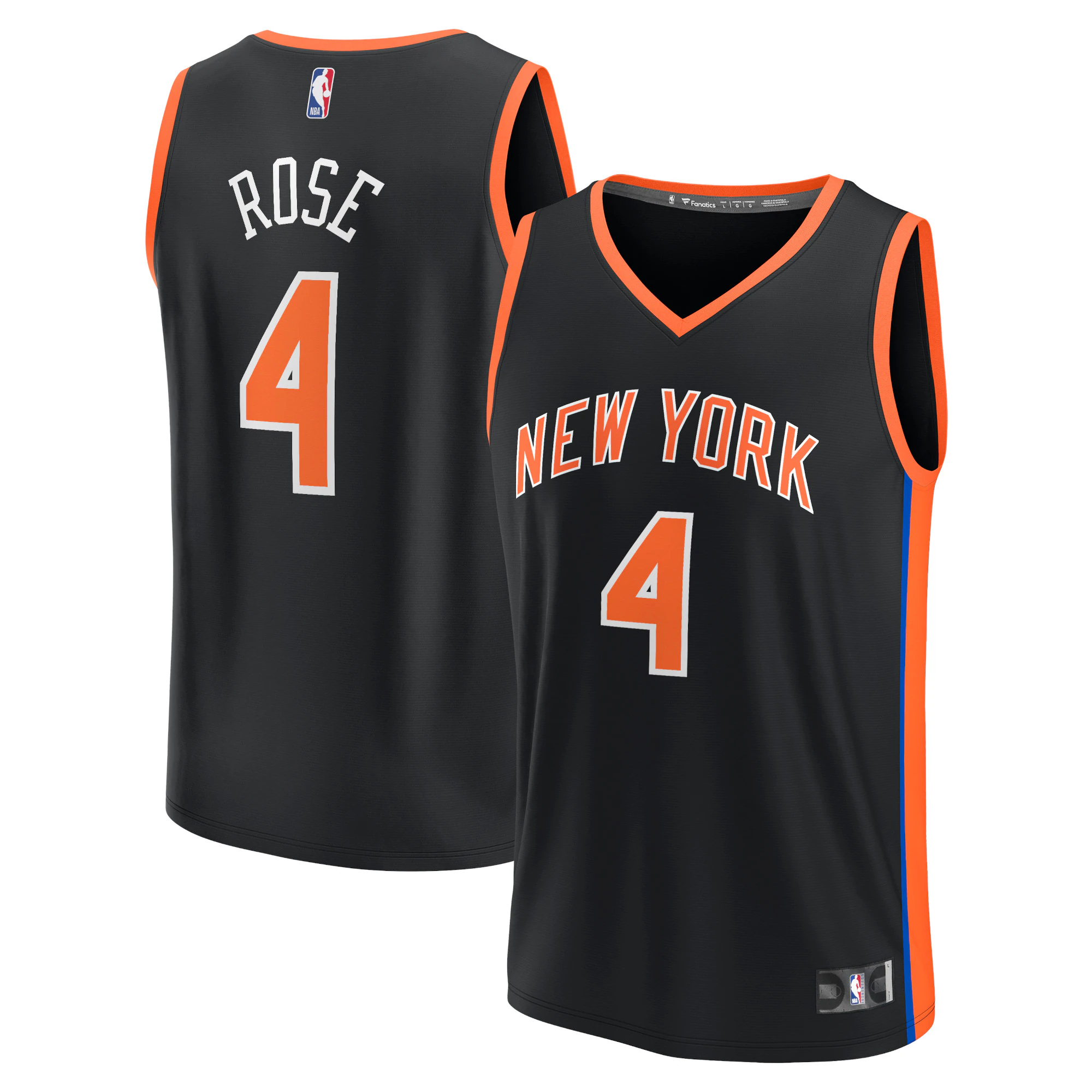 Alternative view of Derrick Rose New York Knicks Fanatics Branded 2022/23 Fastbreak Jersey - City Edition - Black