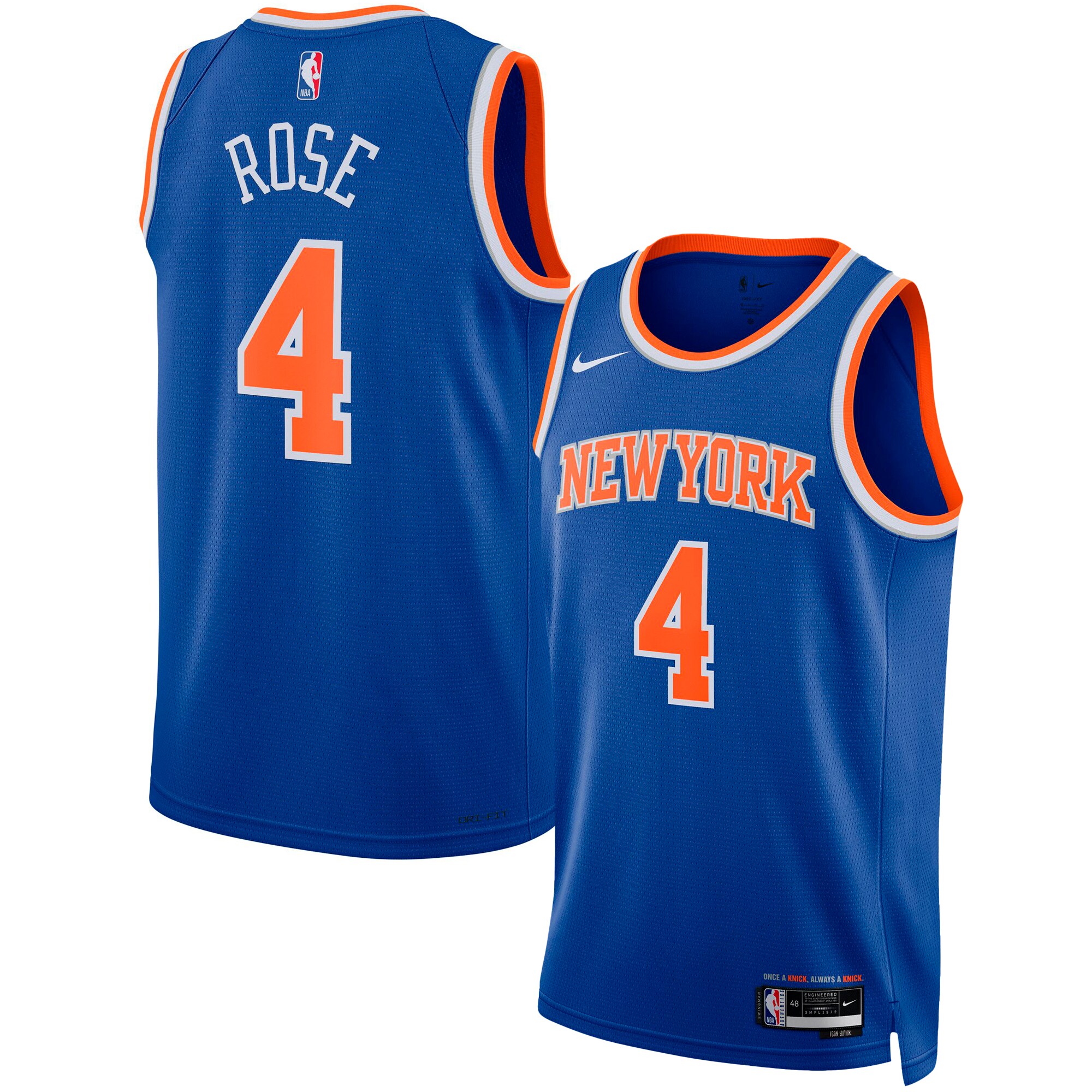 Alternative view of Derrick Rose New York Knicks Unisex Swingman Jersey - Icon Edition - Blue
