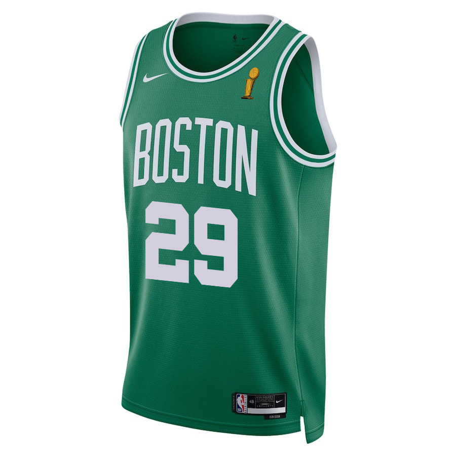 Alternative view of Derrick White 29 Boston Celtics 2024 FINALS CHAMPIONS Jersey - Icon Edition - Kelly Green - JS165
