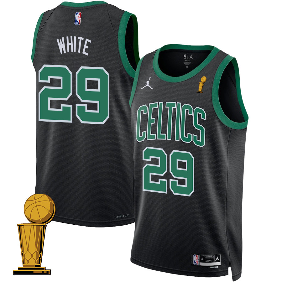 Derrick White 29 Boston Celtics 2024 FINALS CHAMPIONS Swingman Jersey - Statement Edition - Black - JS624