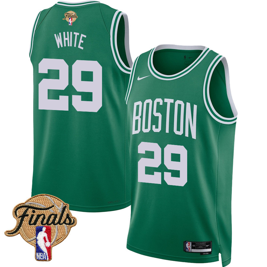 Derrick White 29 Boston Celtics 2024 FINALS PATCH Icon Edition Jersey - Kelly Green - JS260