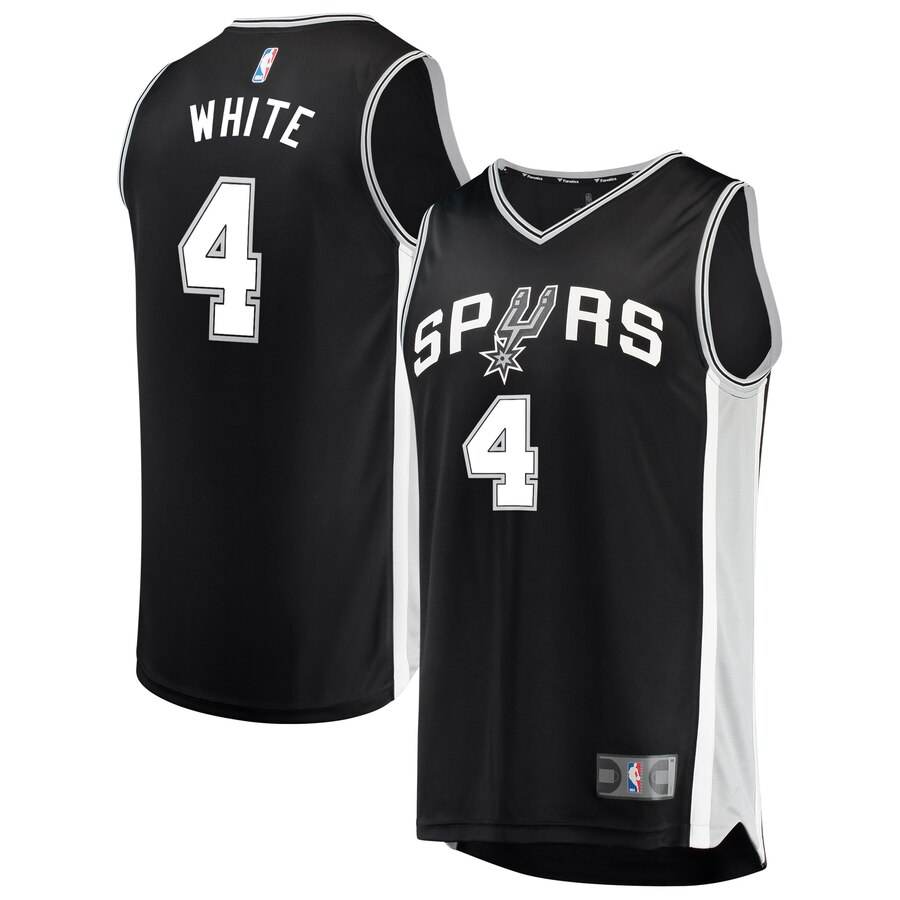 Derrick White San Antonio Spurs Fanatics Branded Fast Break Road Replica Player Jersey Black - Icon Edition