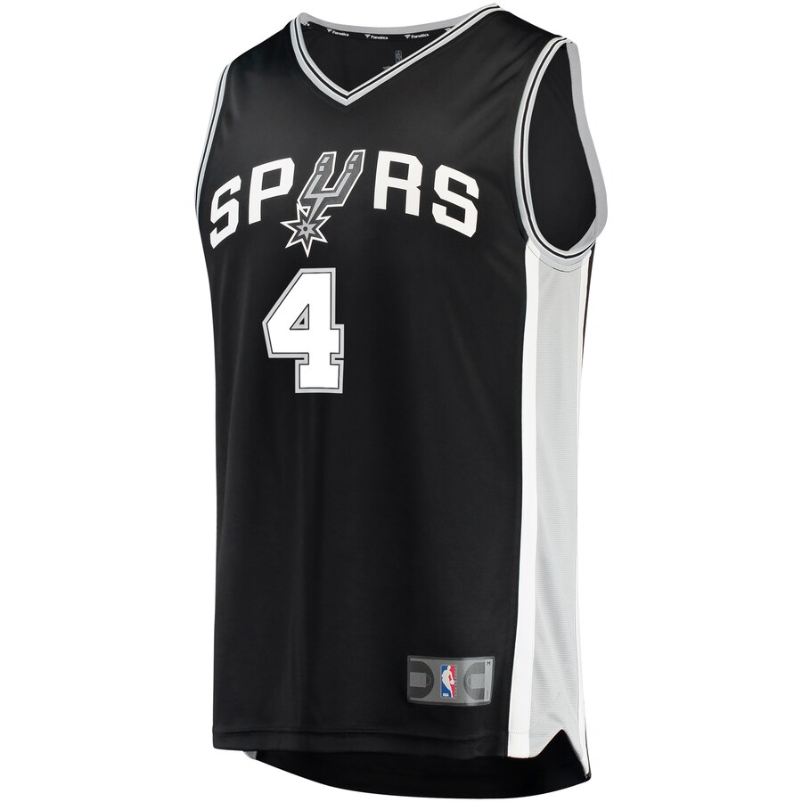 Alternative view of Derrick White San Antonio Spurs Fanatics Branded Fast Break Road Replica Player Jersey Black - Icon Edition