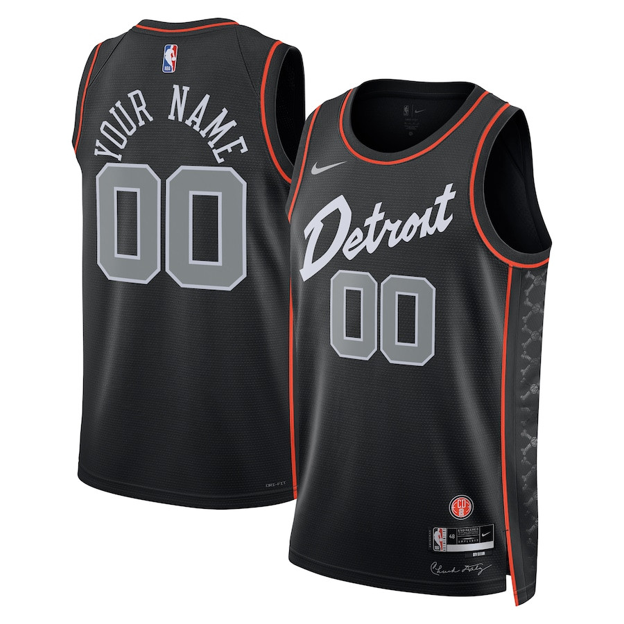 Detroit Pistons 2023/24 City Edition Swingman Custom Jersey - Black - JS561 