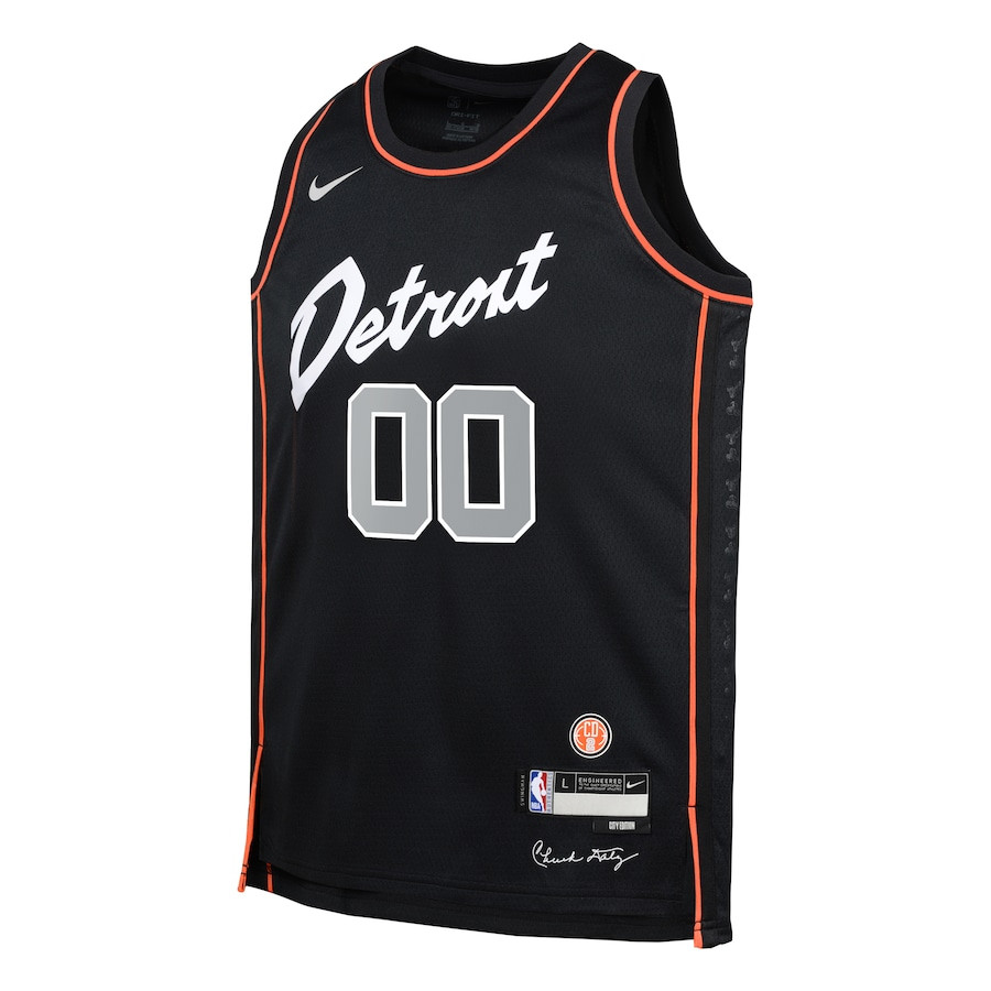 Alternative view of Detroit Pistons 2023/24 City Edition Swingman Custom YOUTH Jersey - Black - JS659 