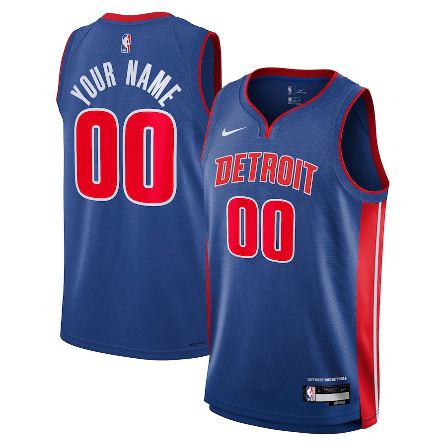 Detroit Pistons 2023/24 Icon Swingman Custom Men Jersey - Blue - JS755 