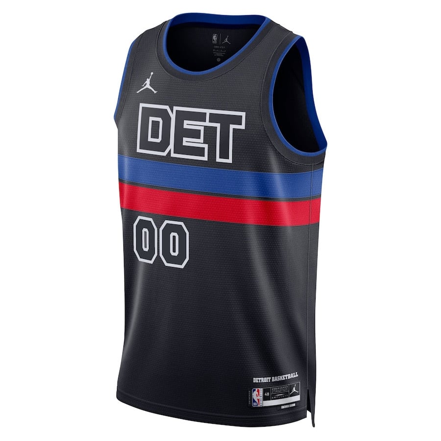 Alternative view of Detroit Pistons 2023/24 Statement Swingman Custom Men Jersey - Black - JS361 