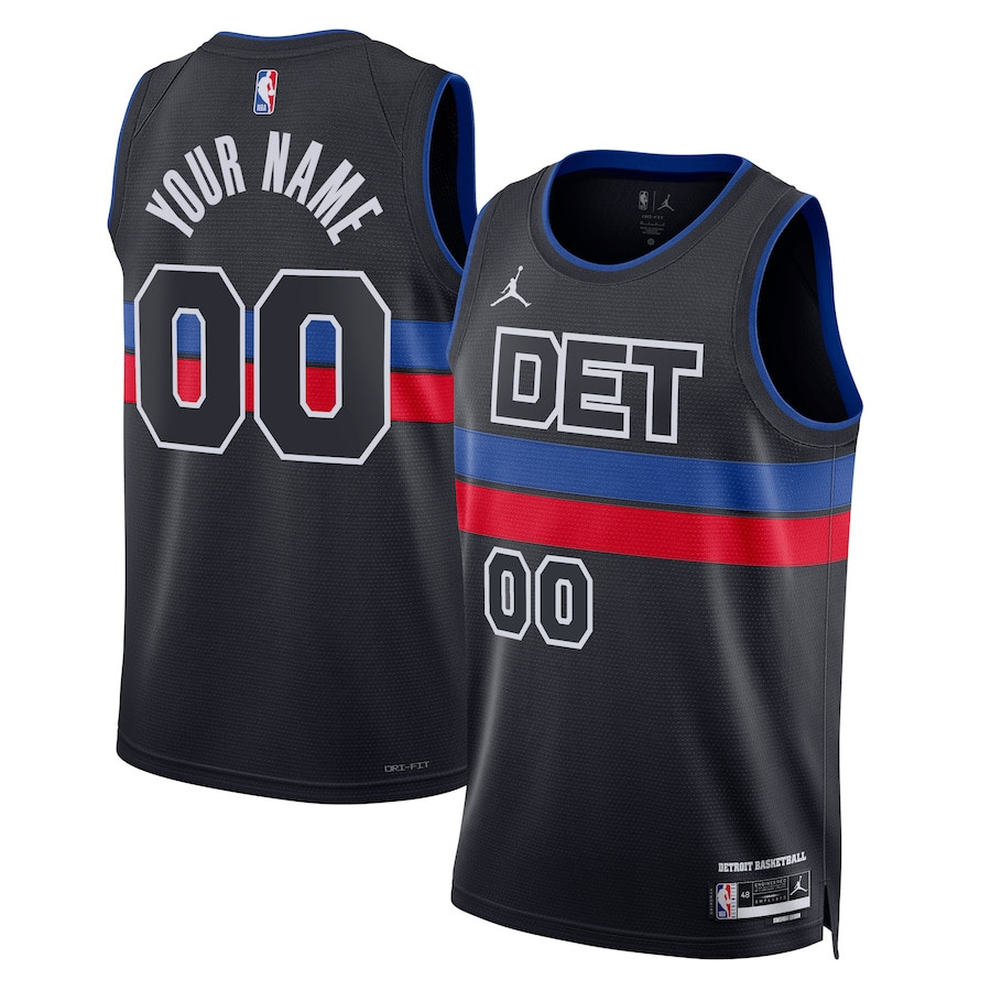 Detroit Pistons 2023/24 Statement Swingman Custom Men Jersey - Black - JS361 