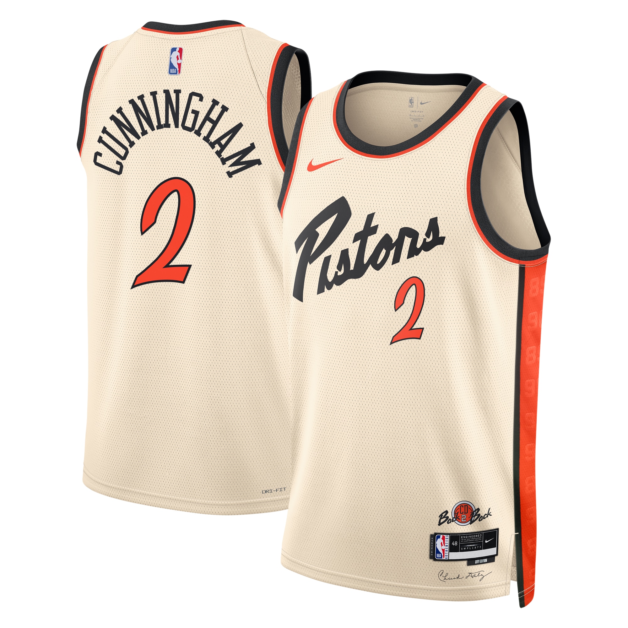 Detroit Pistons City Edition Swingman Jersey 2024 - Creme - Cade Cunningham - Unisex - JS568 