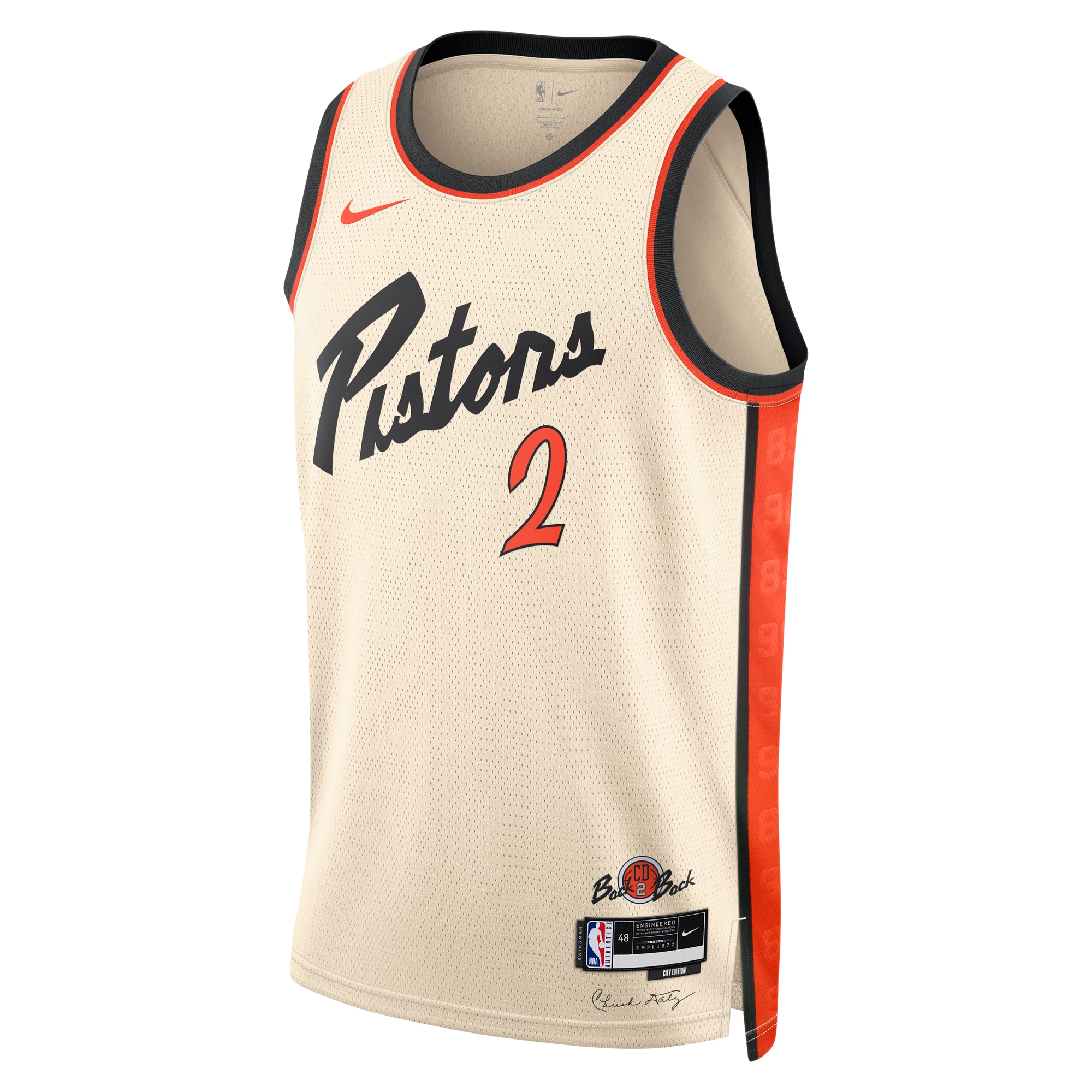 Alternative view of Detroit Pistons City Edition Swingman Jersey 2024 - Creme - Cade Cunningham - Unisex - JS568 