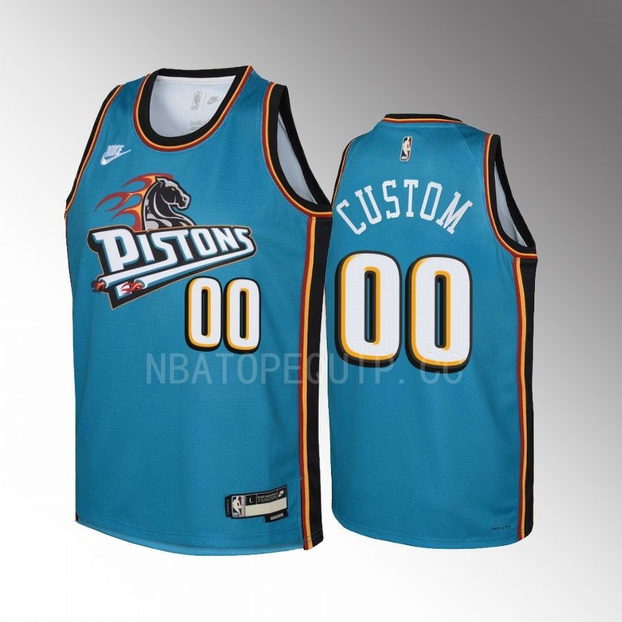 Detroit Pistons Custom 00 Classic Edition Teal Youth Jersey Swingman - JS742 