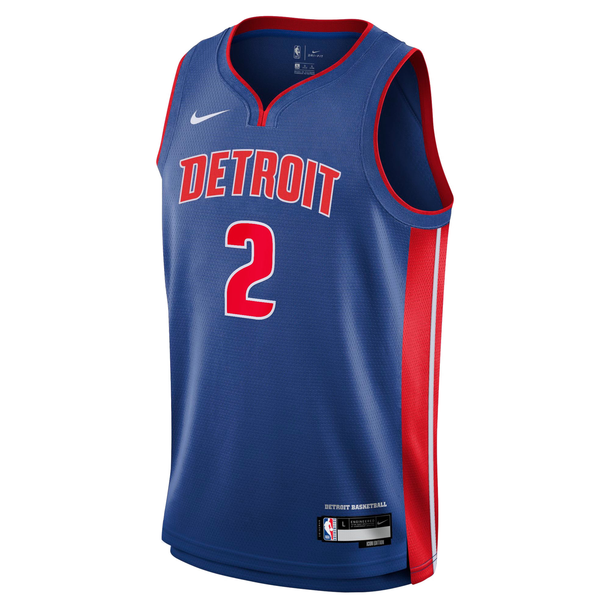 Alternative view of Detroit Pistons Icon Swingman Jersey - Blue - Cade Cunningham - Youth - JS647 