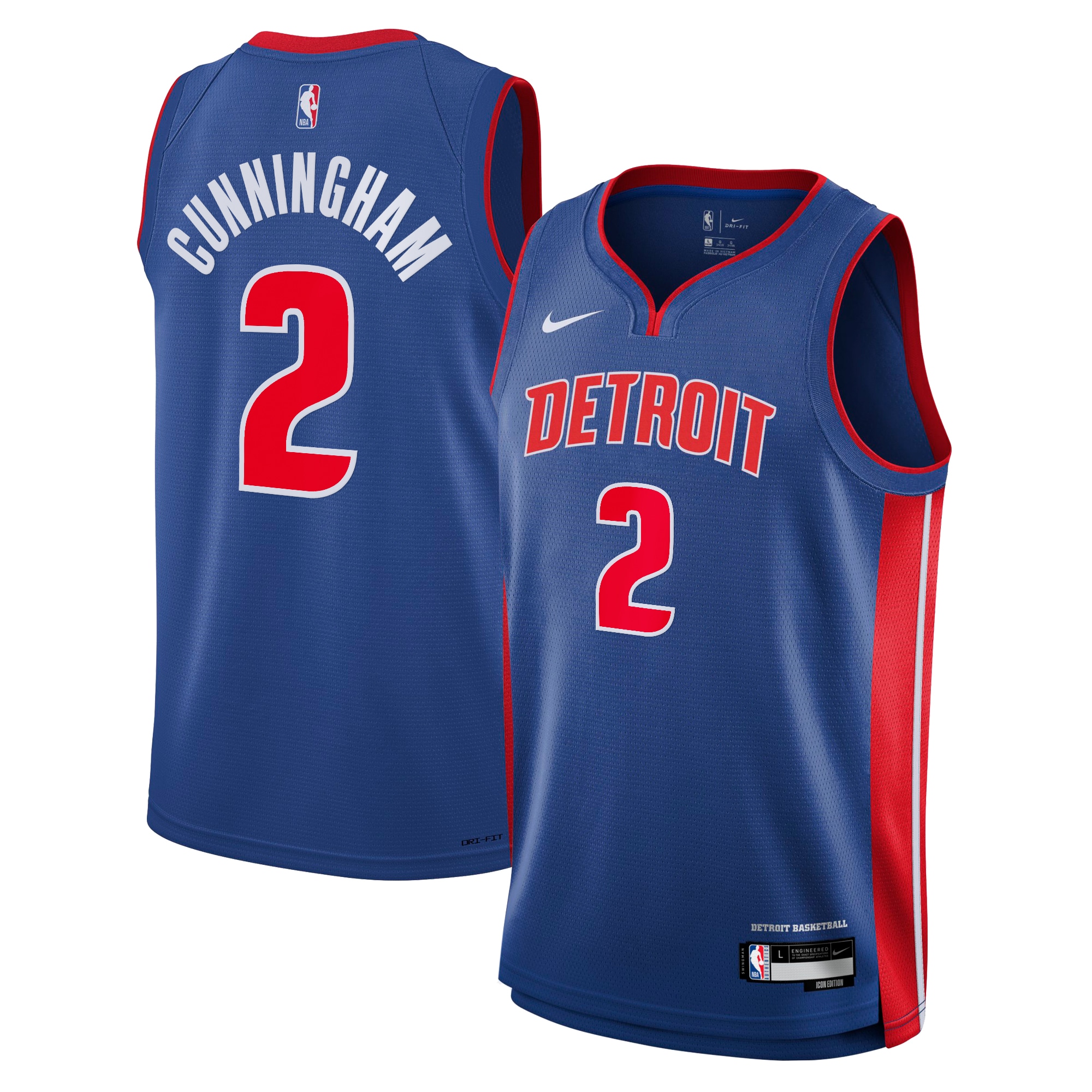 Detroit Pistons Icon Swingman Jersey - Blue - Cade Cunningham - Youth - JS647 