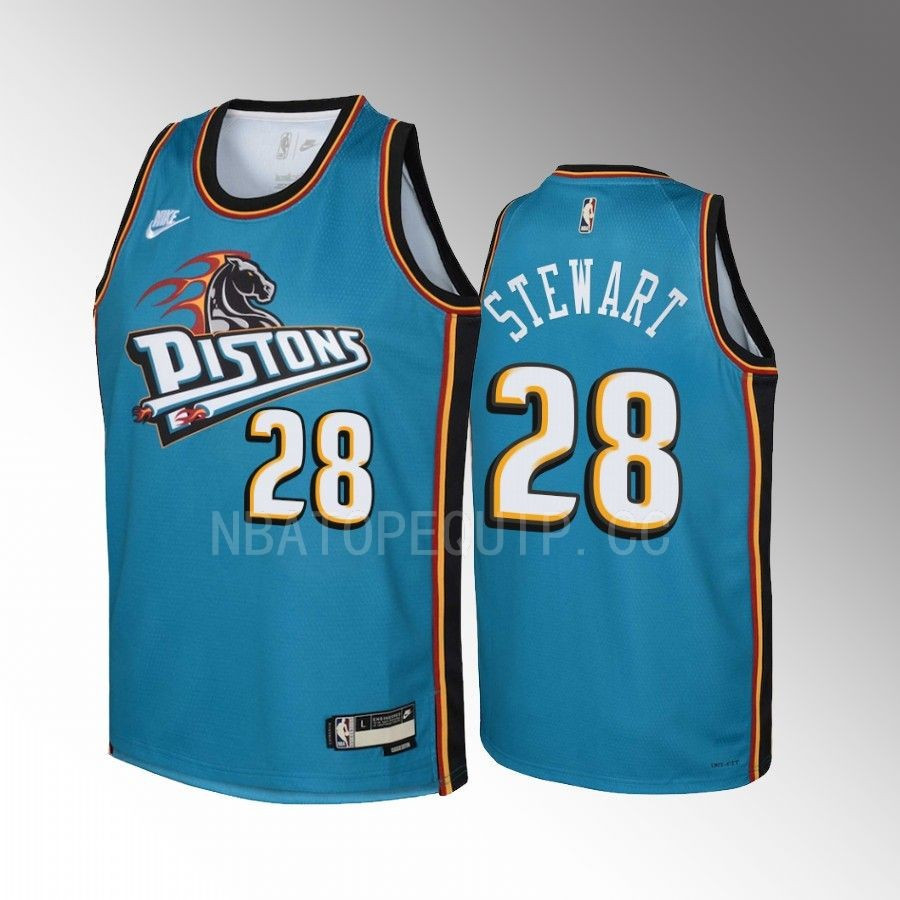 Detroit Pistons Isaiah Stewart 28 Classic Edition Teal Youth Jersey Swingman - JS386 