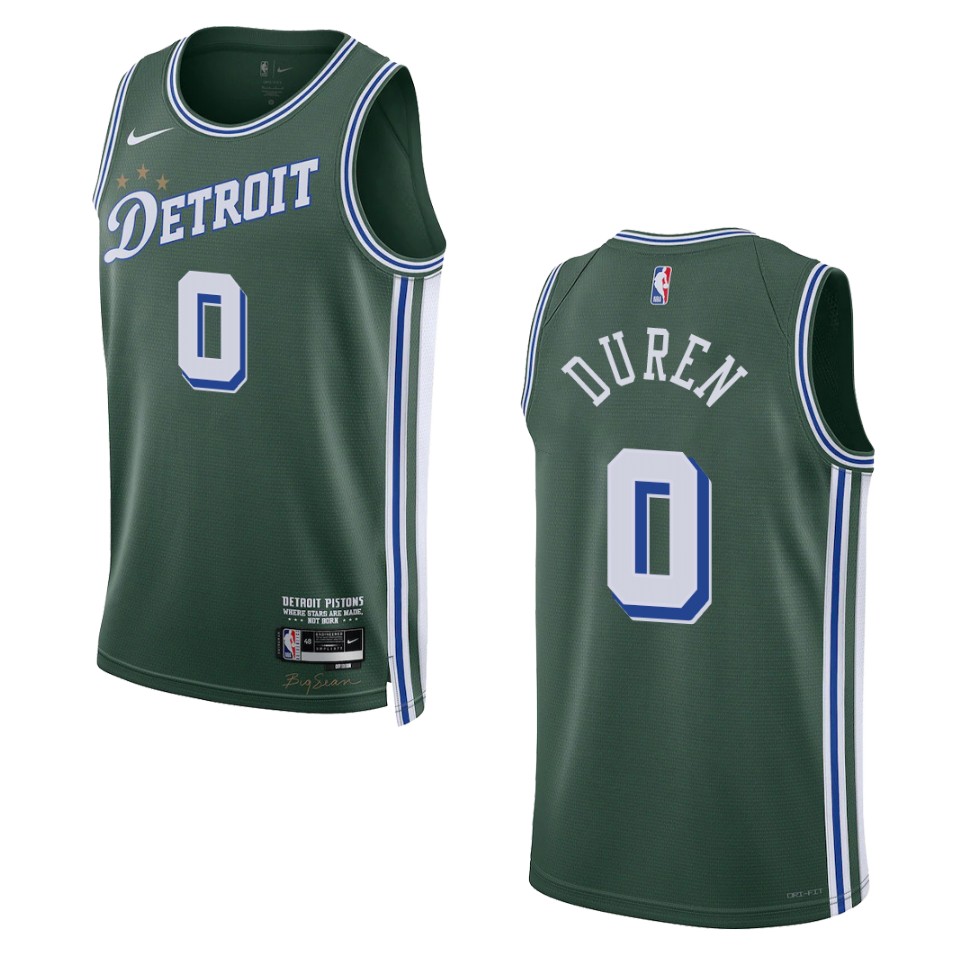 Detroit Pistons Jalen Duren 2022-23 City Edition Green Swingman Jersey