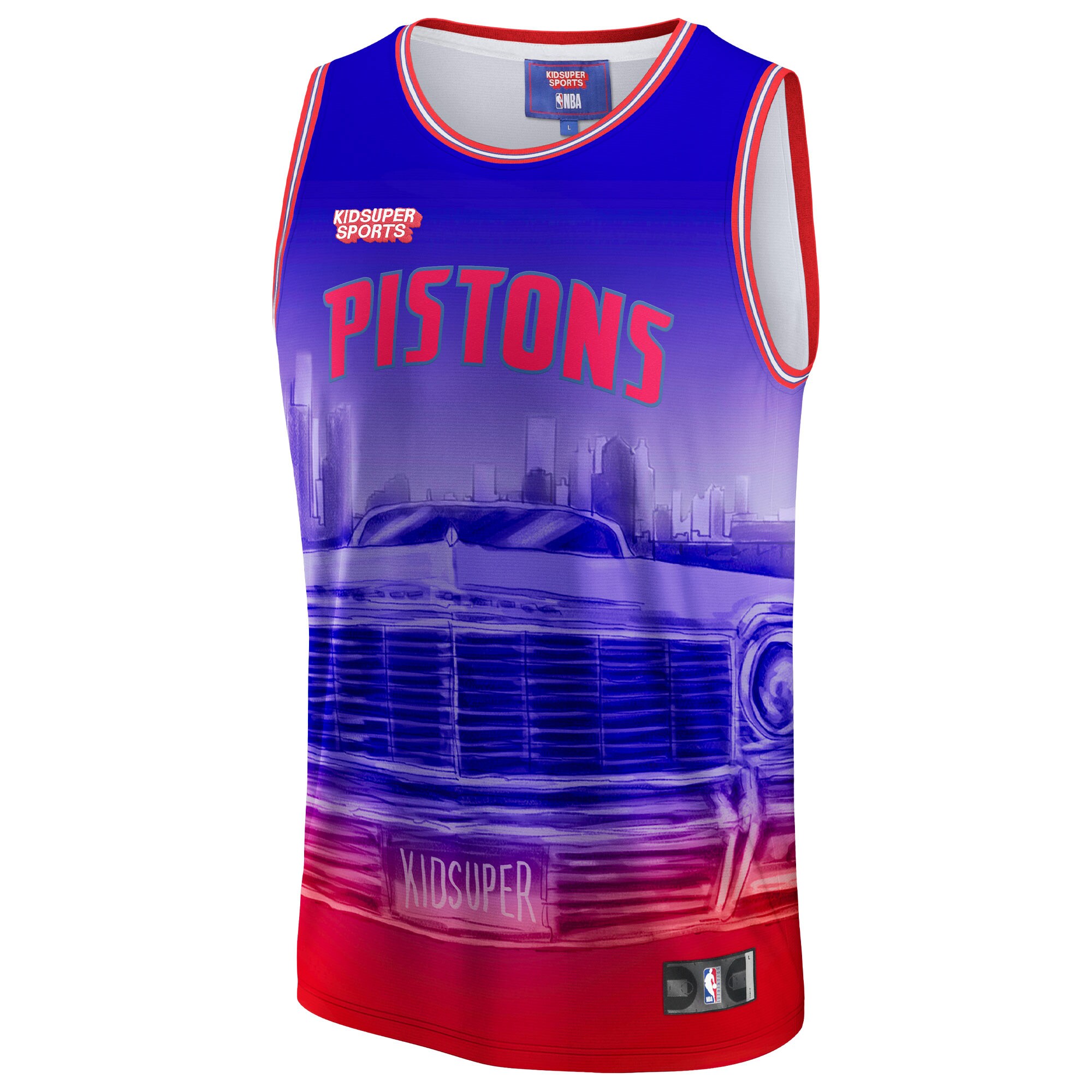 Alternative view of Detroit Pistons Nba & Kidsuper Studios By Fanatics Unisex Hometown Jersey - Red