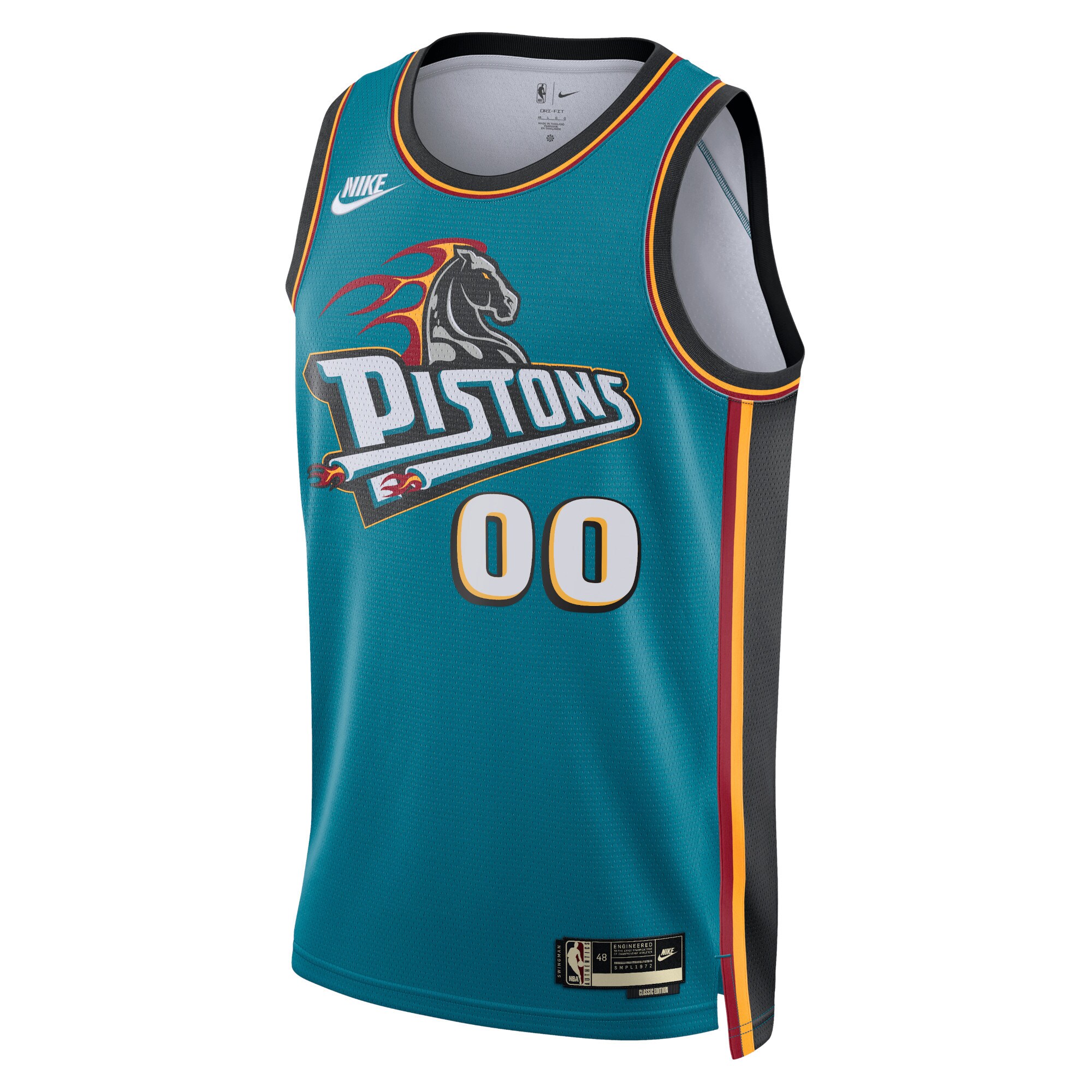Alternative view of Detroit Pistons Unisex 2022/23 Custom Swingman Jersey - Classic Edition - Teal