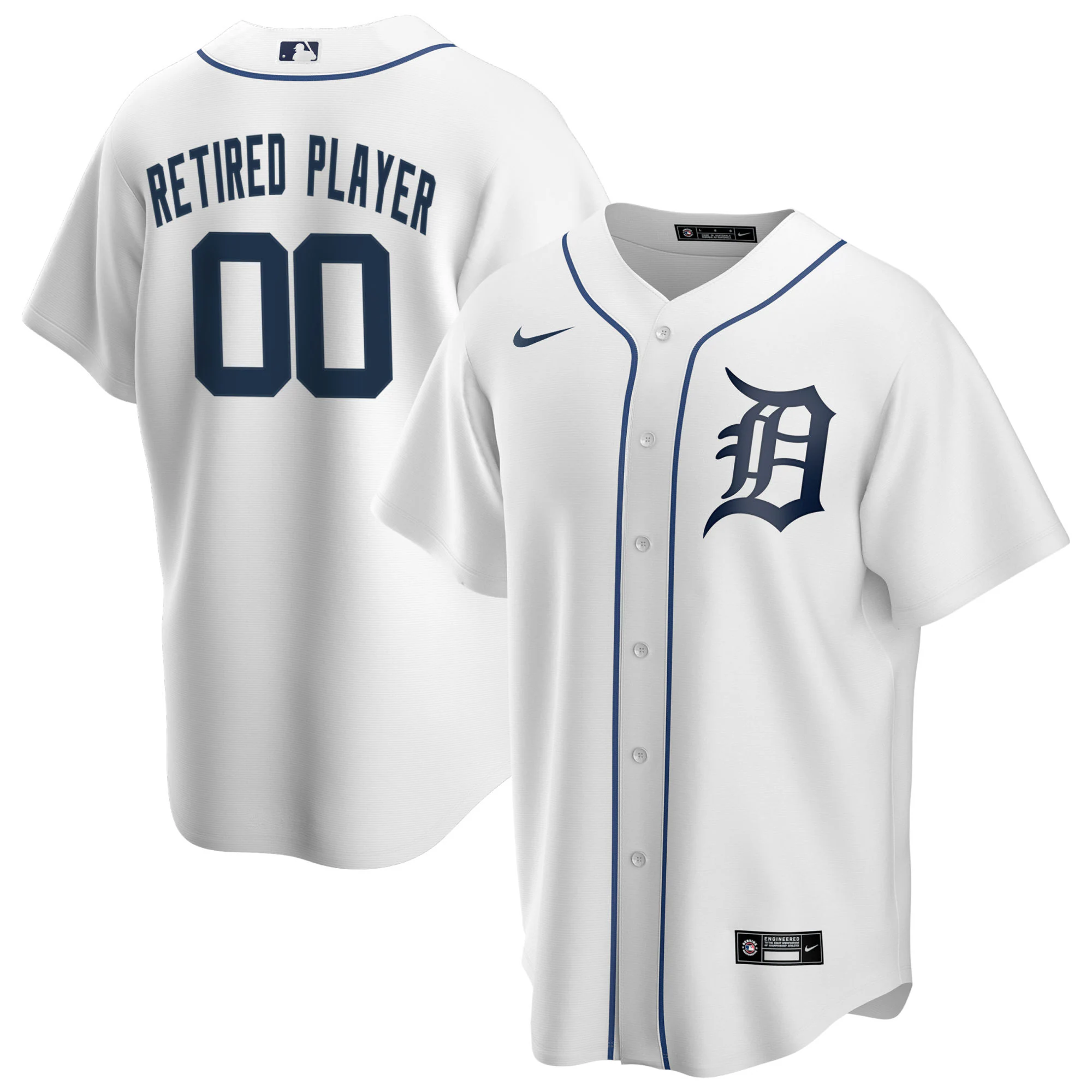 Alternative view of Detroit Tigers Home Pick-a-player Retired Roster Replica Jersey – White
