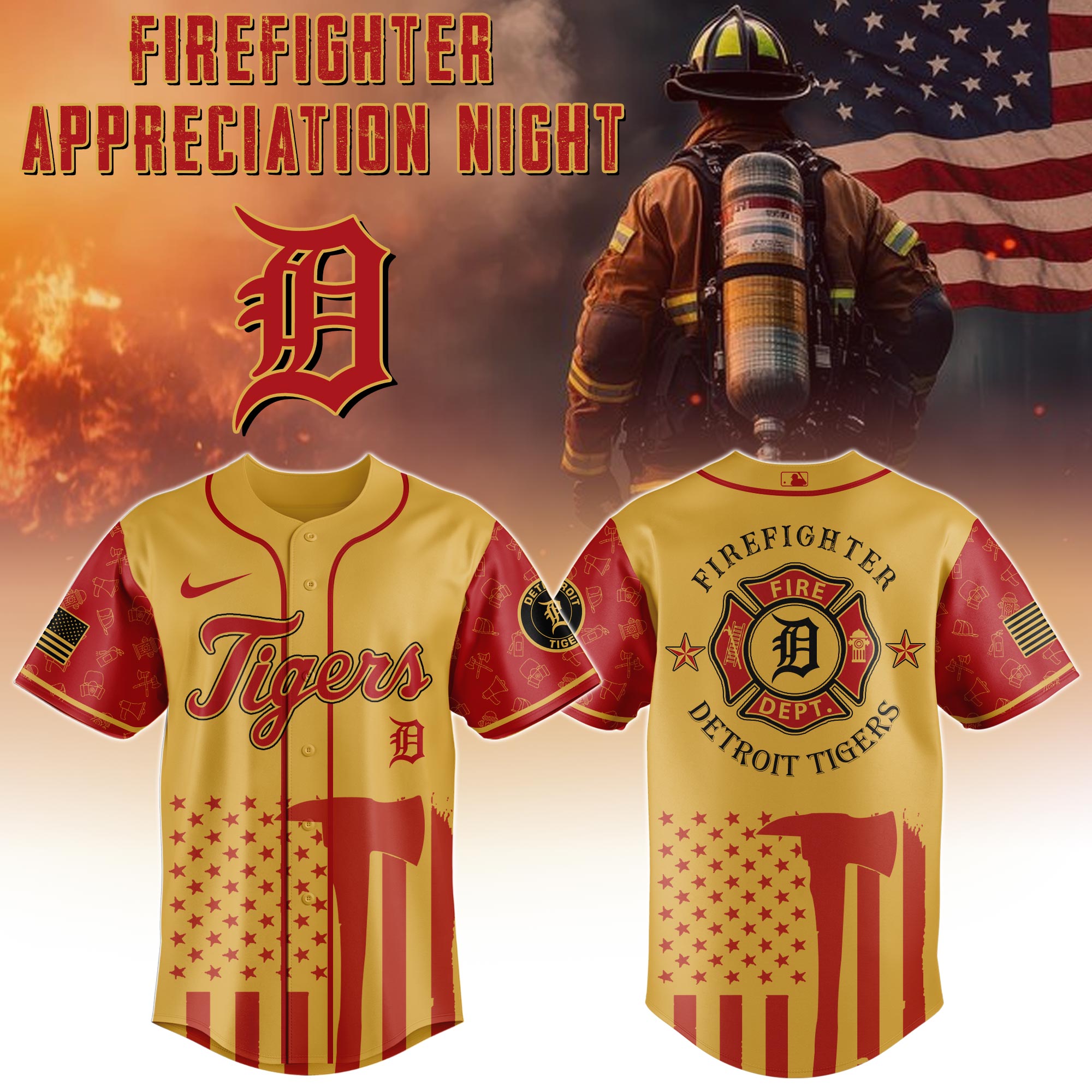 Detroit Tigers Mlb X Firefighter Appreciation Night Special Edition Jersey 2025