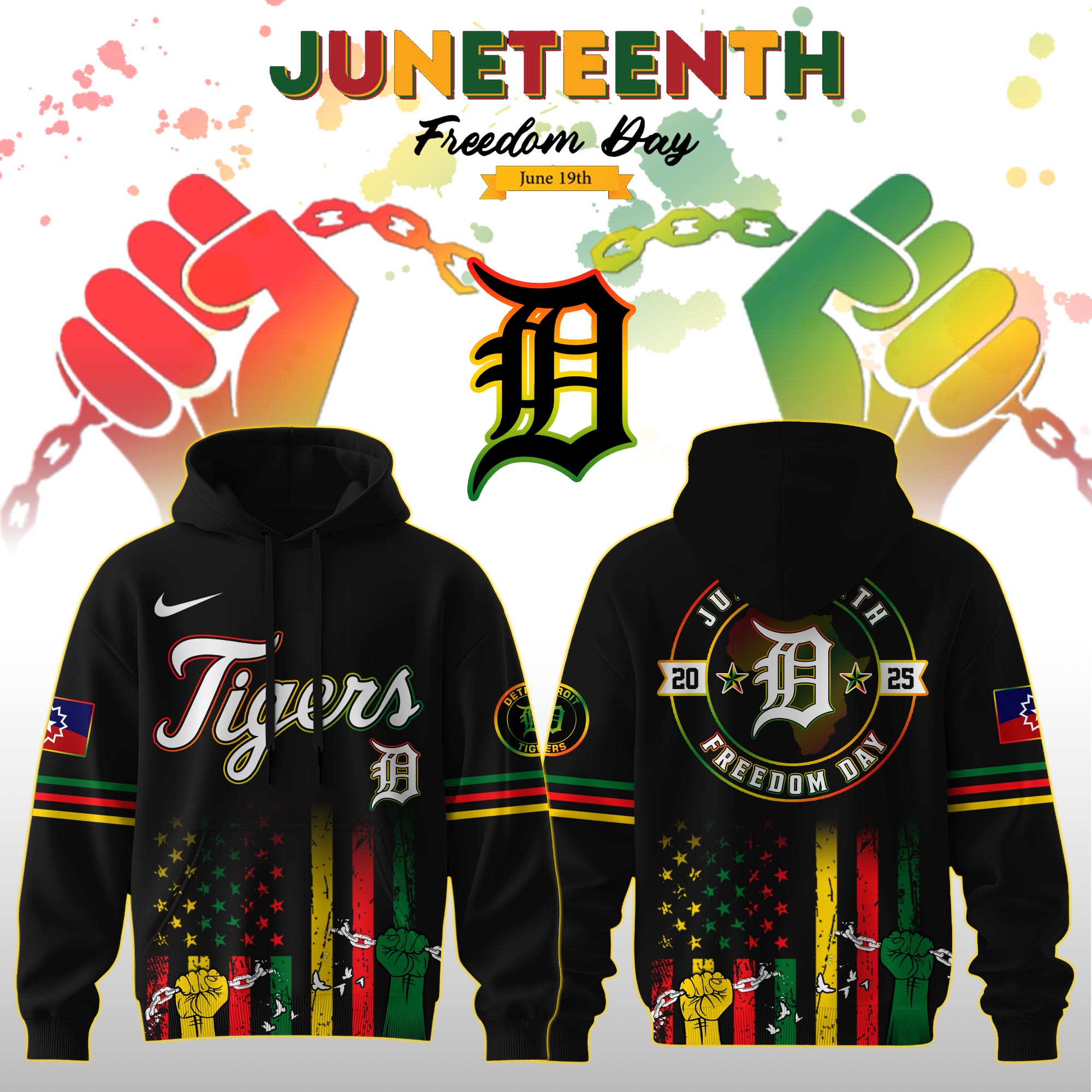 Detroit Tigers Mlb X Juneteenth Freedom Day Edition Custom Hoodie 2025