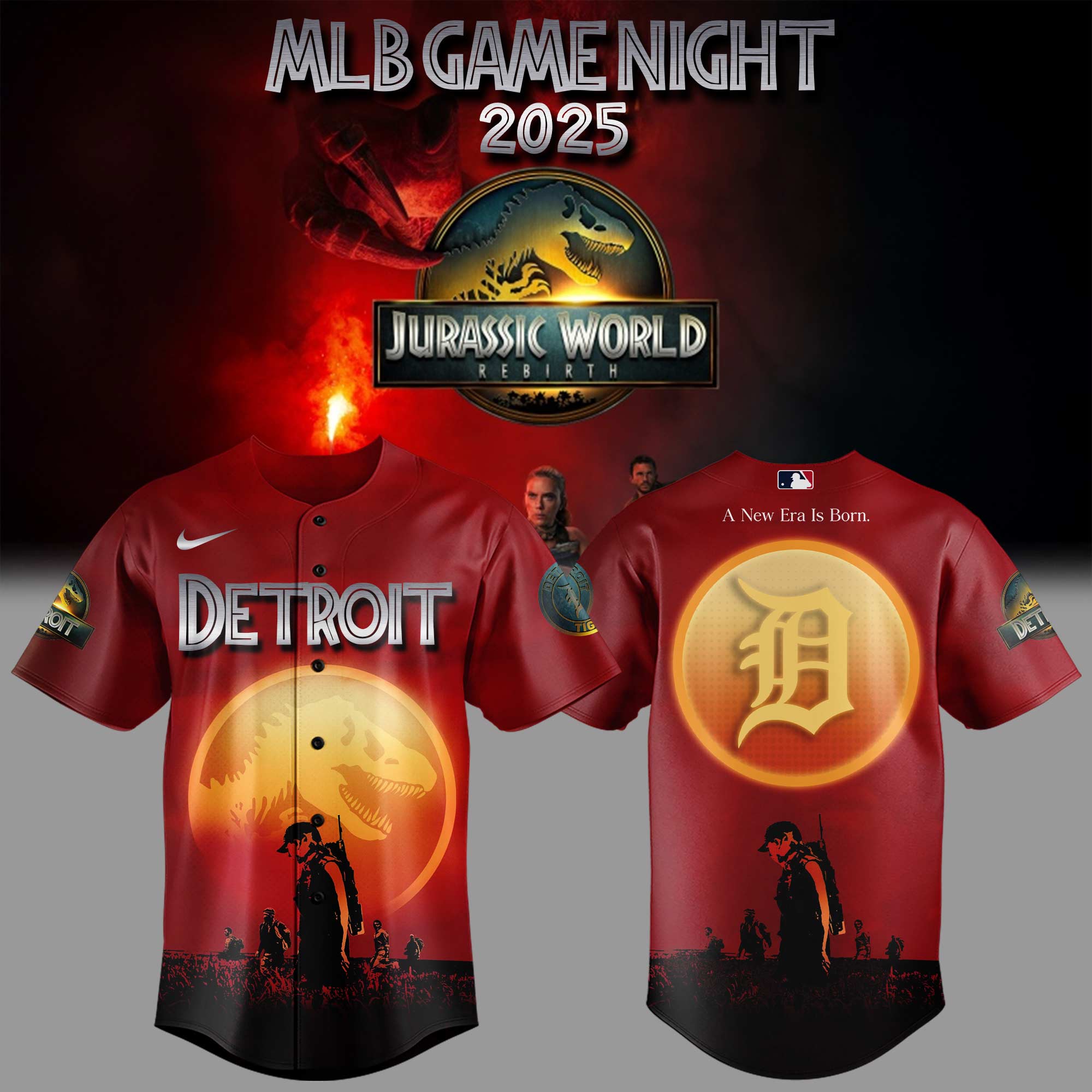 Detroit Tigers Mlb X Jurassic World New Era Baseball Jersey