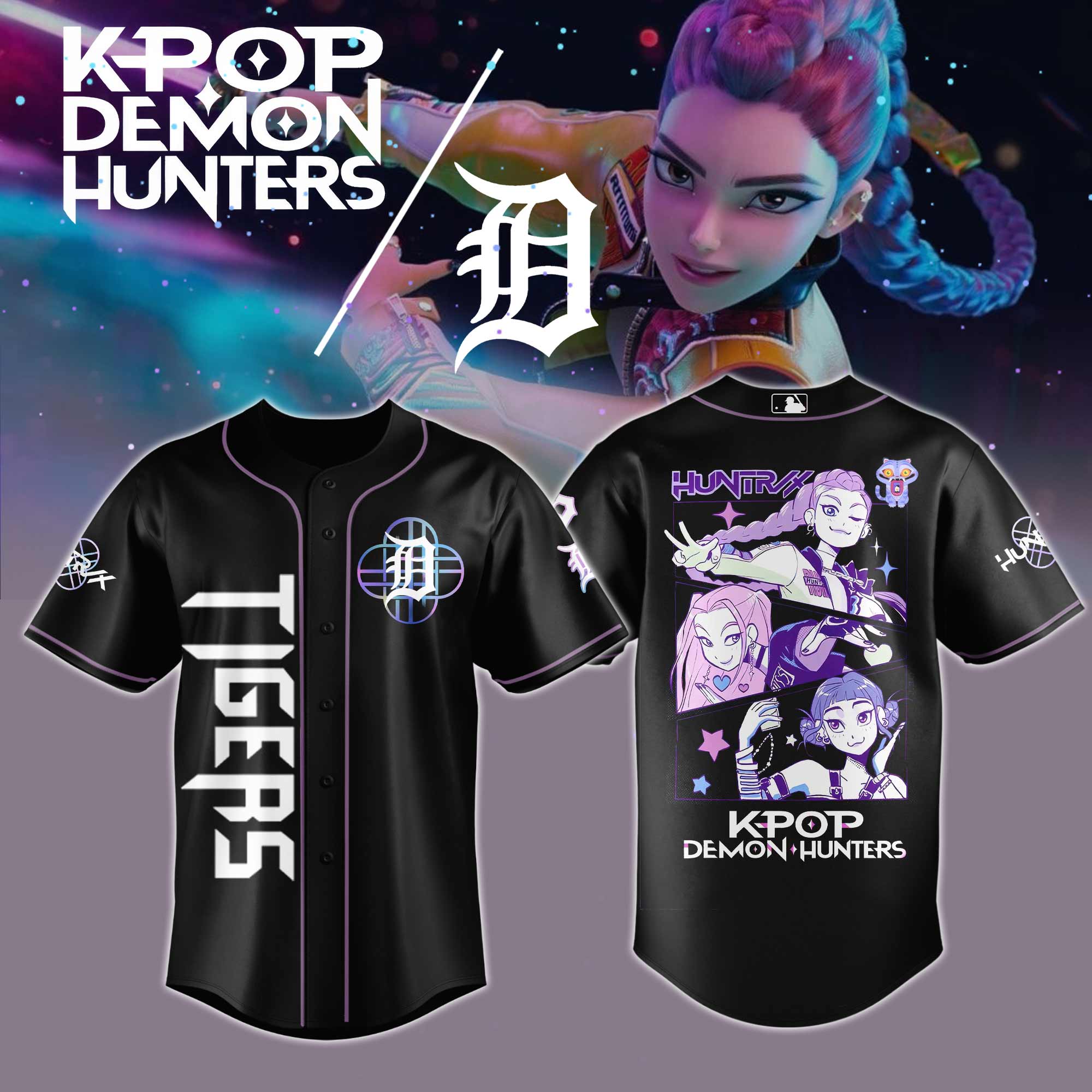 Detroit Tigers Mlb X Kpop Demon Hunters Custom Baseball Jersey