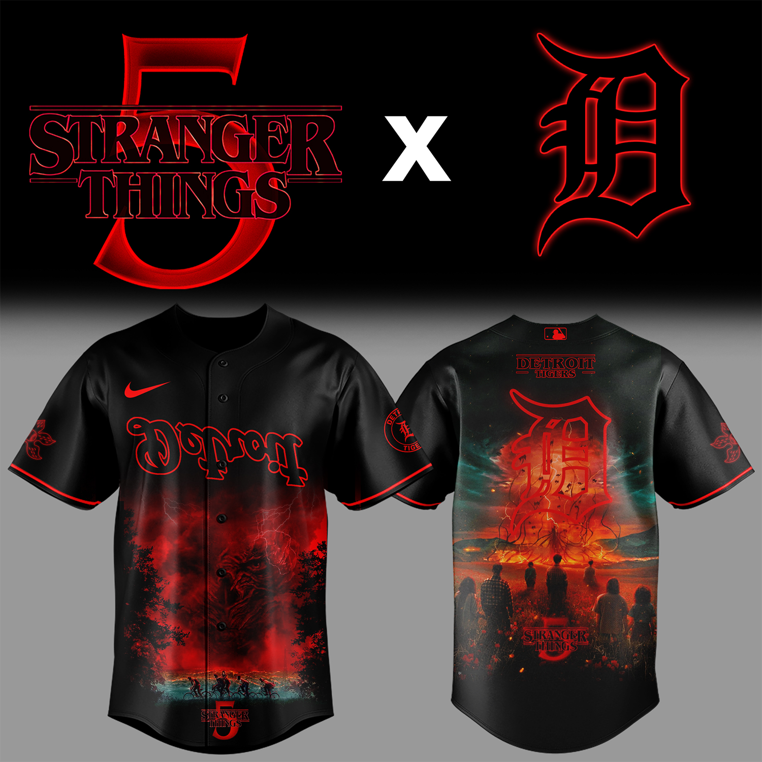 Detroit Tigers Mlb X Stranger Things Tentacles Custom Baseball Jersey
