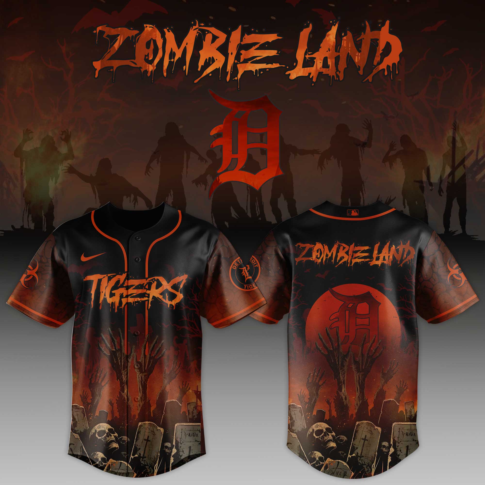 Detroit Tigers Mlb X Zombieland Custom Baseball Jersey