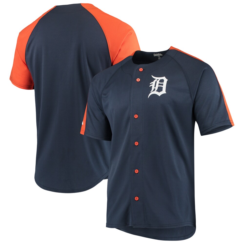 Detroit Tigers Stitches Logo Button-up Jersey - Navy