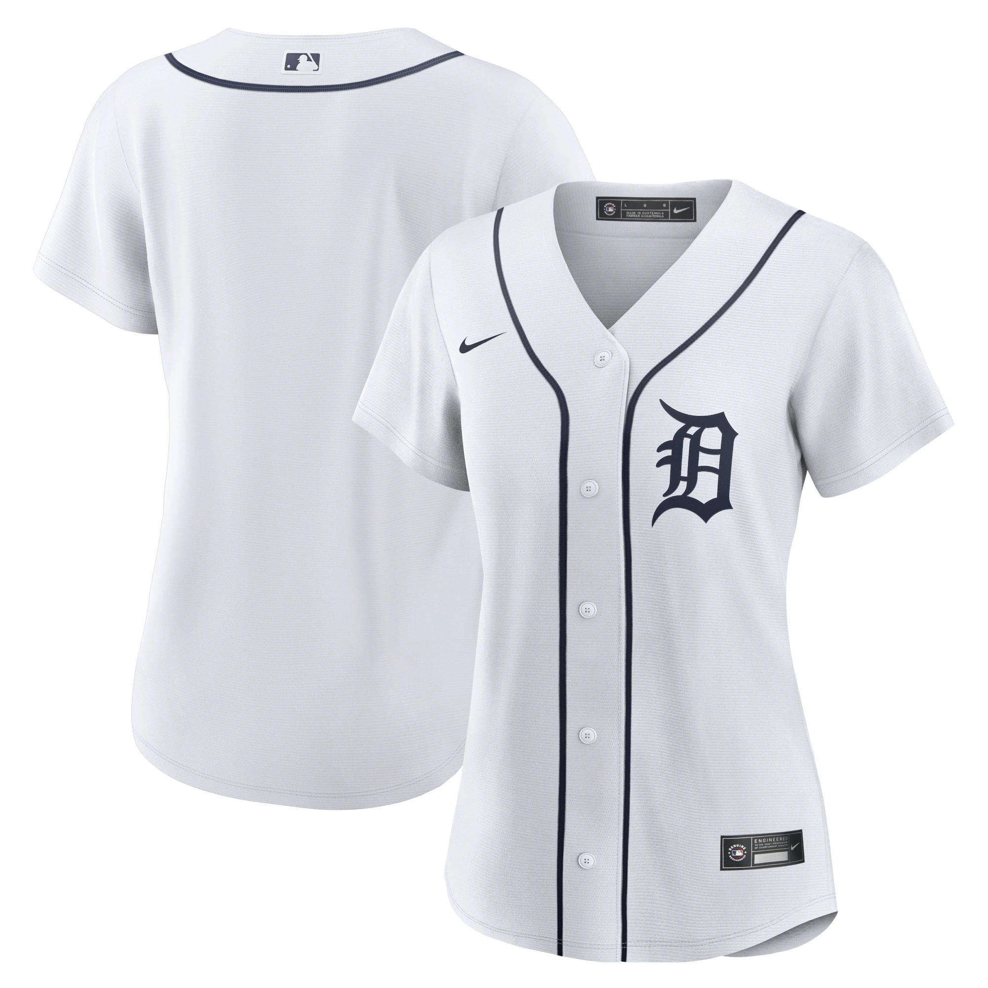Alternative view of Detroit Tigers Women's Home Blank Replica Jersey - White