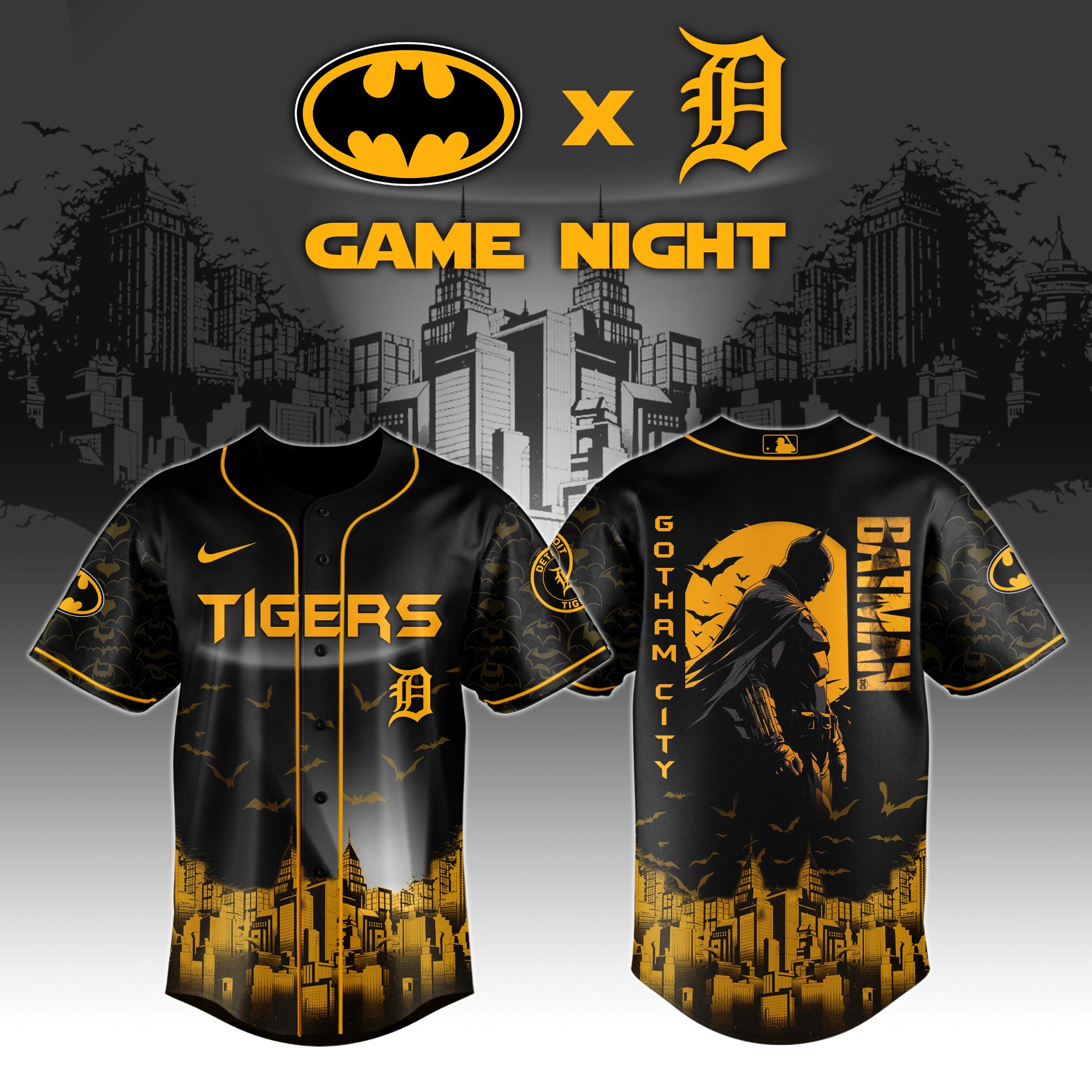 Detroit Tigers X Dc Batman Game Night Custom Baseball Jersey