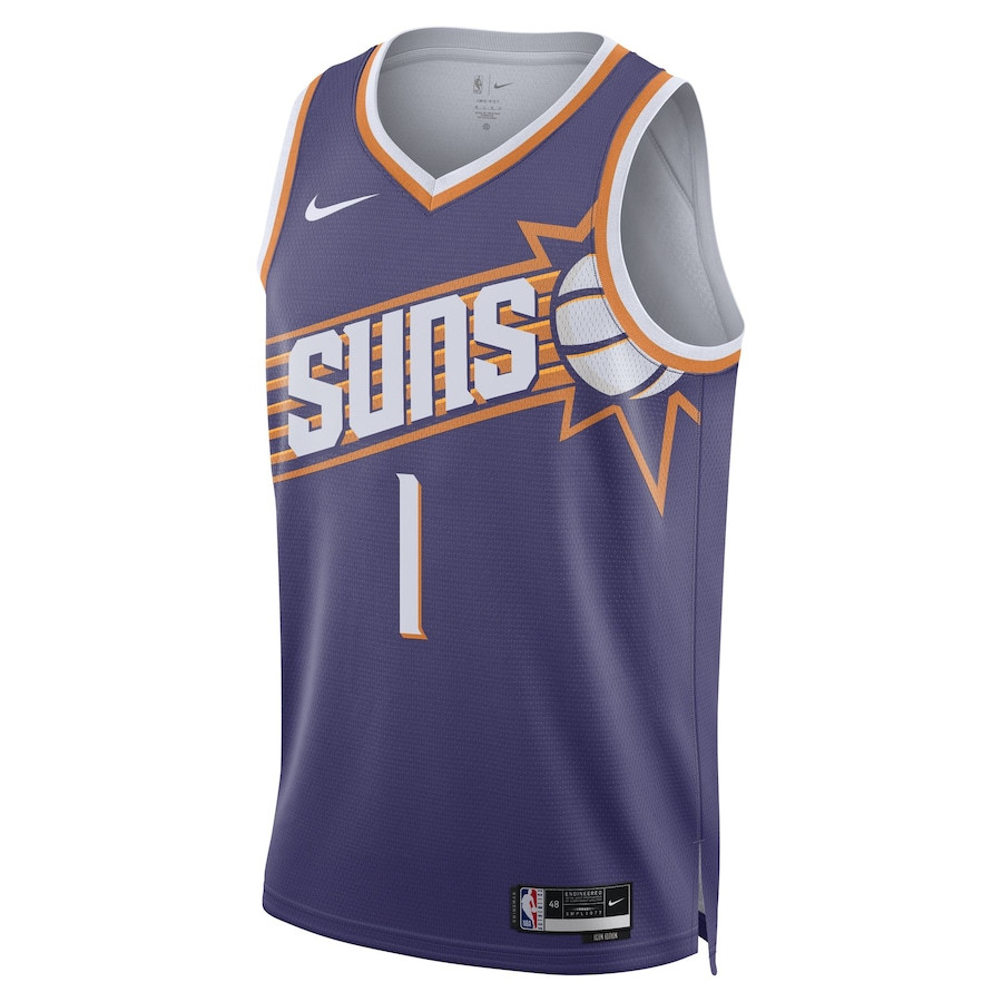 Alternative view of Devin Booker 1 Phoenix Suns 2023/24 Swingman Jersey - Icon Edition - Purple - JS628 