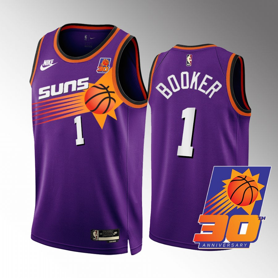 Devin Booker 1 Phoenix Suns Purple Jersey 30th Anniversary Classic Edition - JS386 
