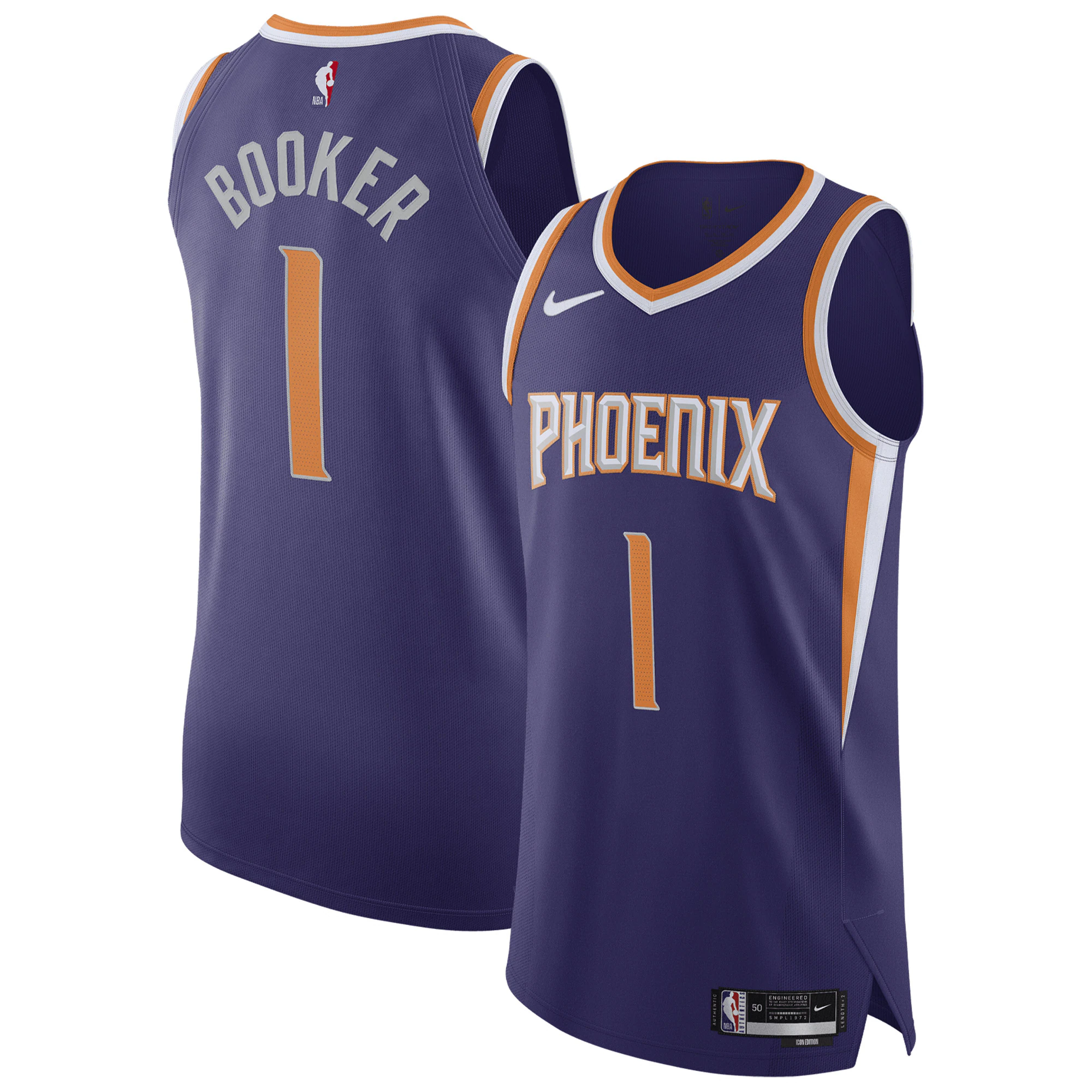 Alternative view of Devin Booker Phoenix Suns 2022/23 Authentic Player Jersey Purple - Icon Edition