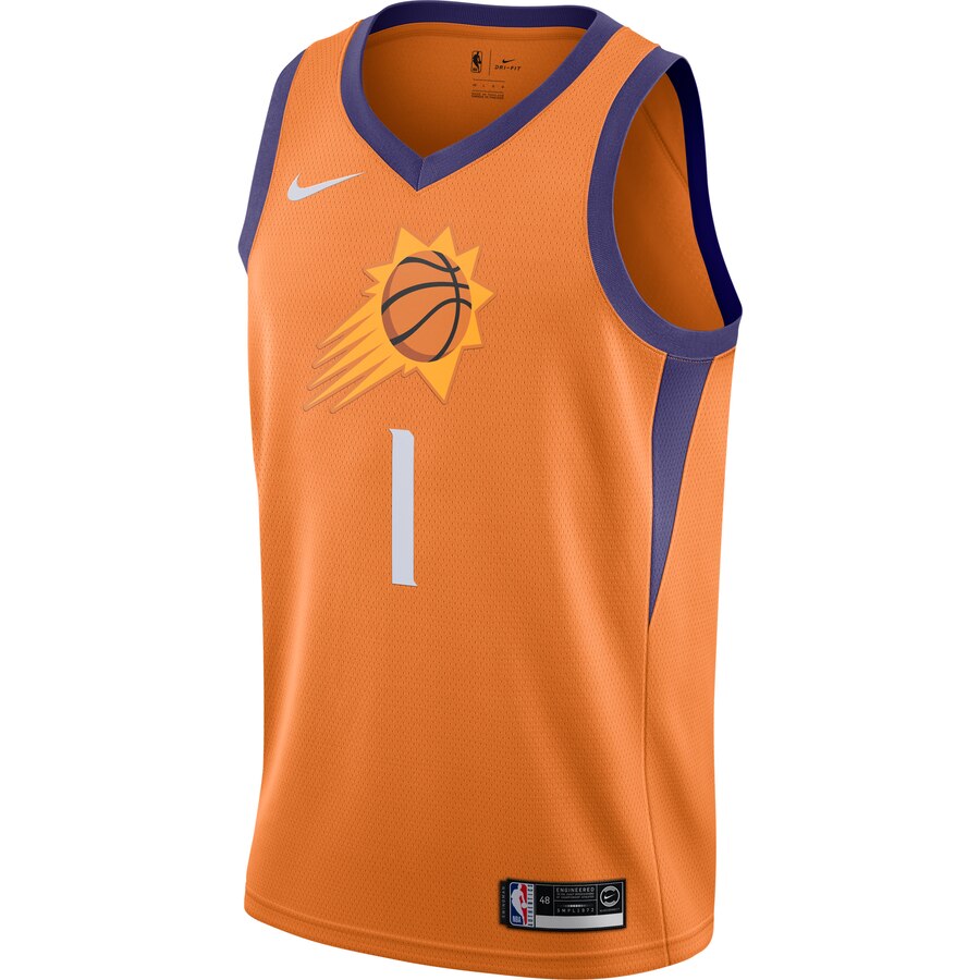 Alternative view of Devin Booker Phoenix Suns Finished Swingman Jersey Orange - Statement Edition